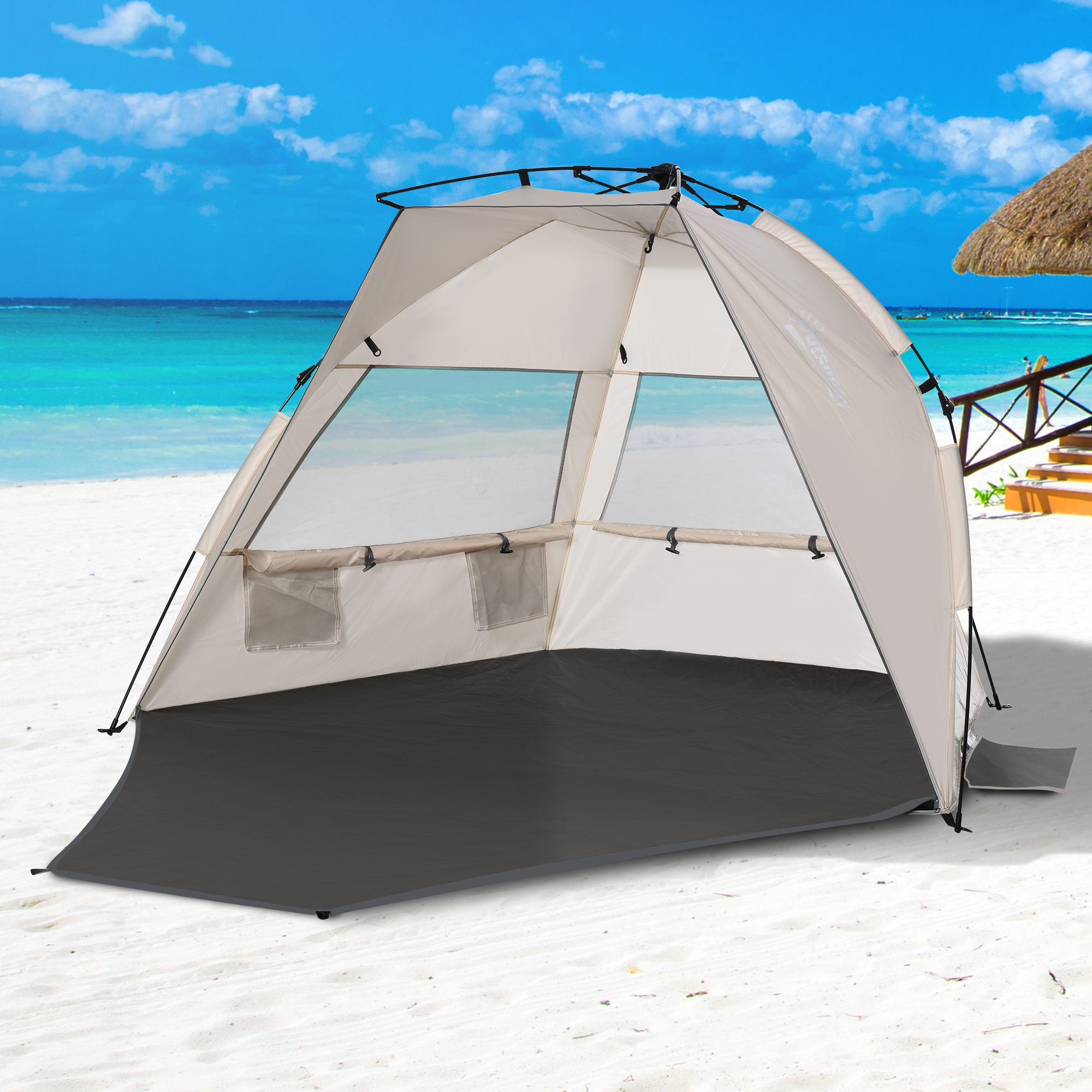 Outsunny 12 Man PopUp Beach Tent Sun Shade Shelter UV Protection
