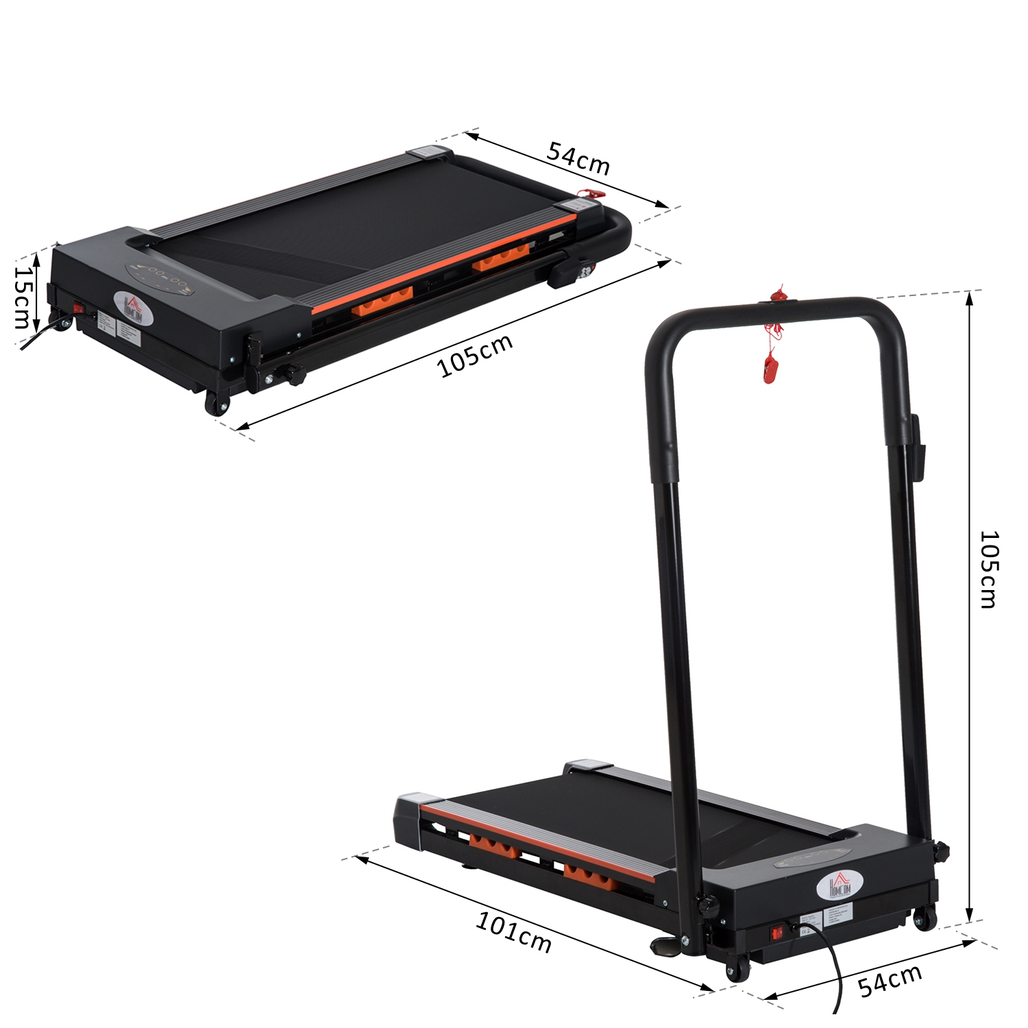 16 km/h Folding Motorized Treadmill Walking Machine w/ Remote