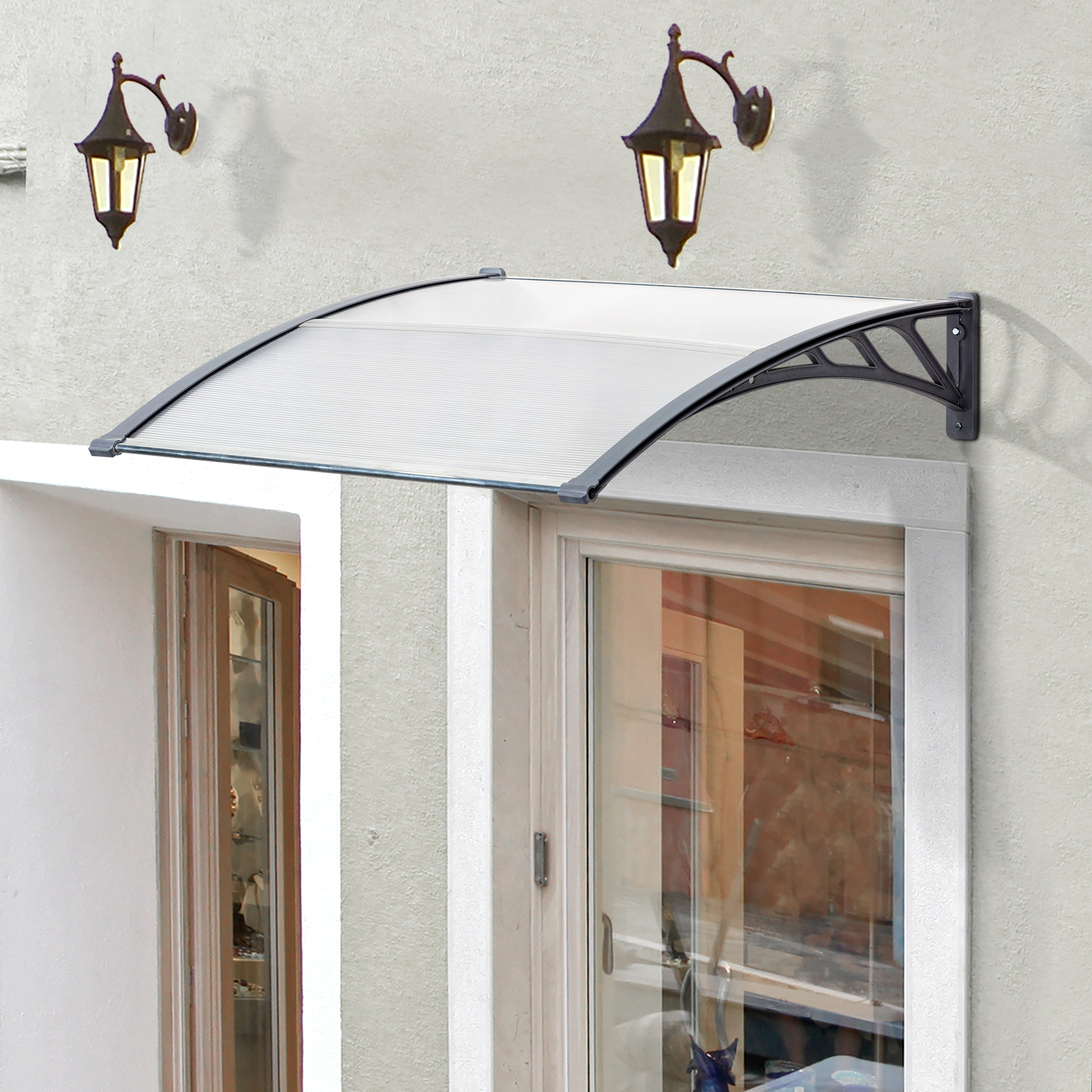 Veranda-Überdachung Aus Polycarbonat – Transparent, 50x340 Cm, Unsichtbar Montiert, Schutz Vor Regen & Sonne