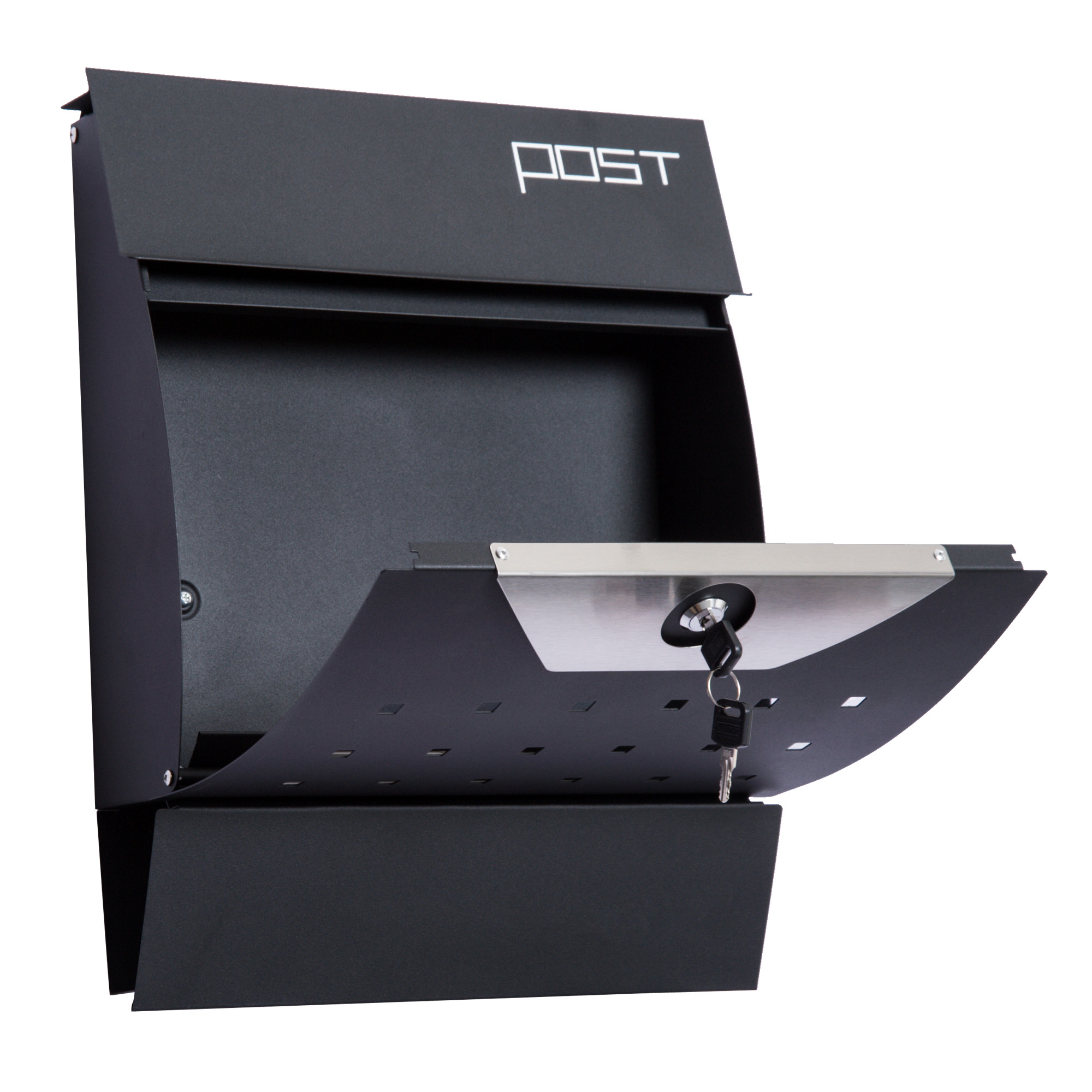 Lockable Mail Box Post Letter Wallmounted Newspaper Slot Steel