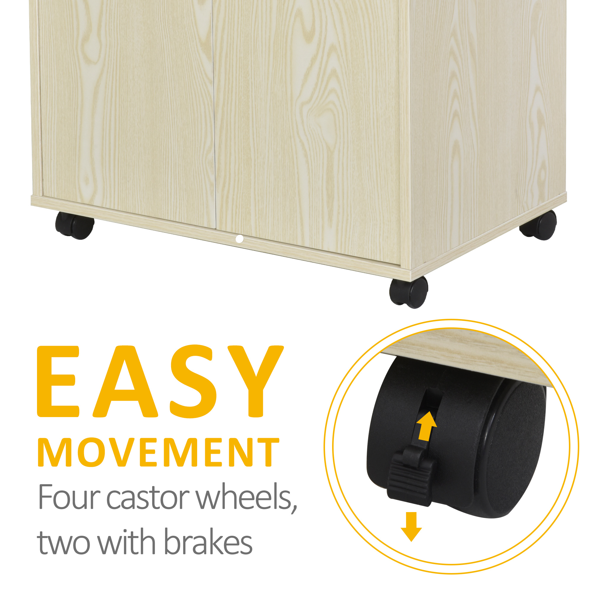 Carro de microondas de madera sobre ruedas de almacenamiento estante