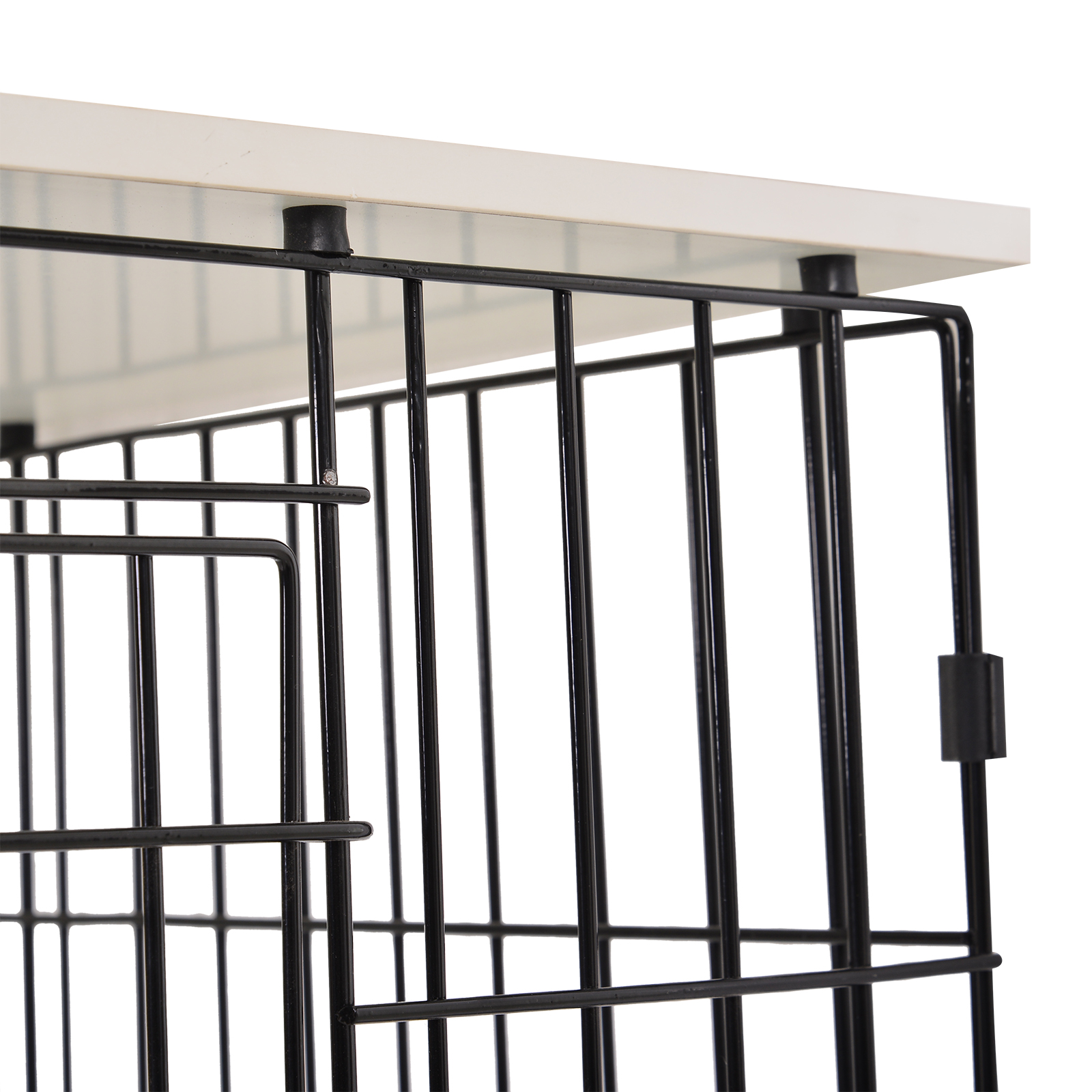 Duo Frame Dog Cage Half Crate w/ 2 Doors Flat Top Elevated Base Brown