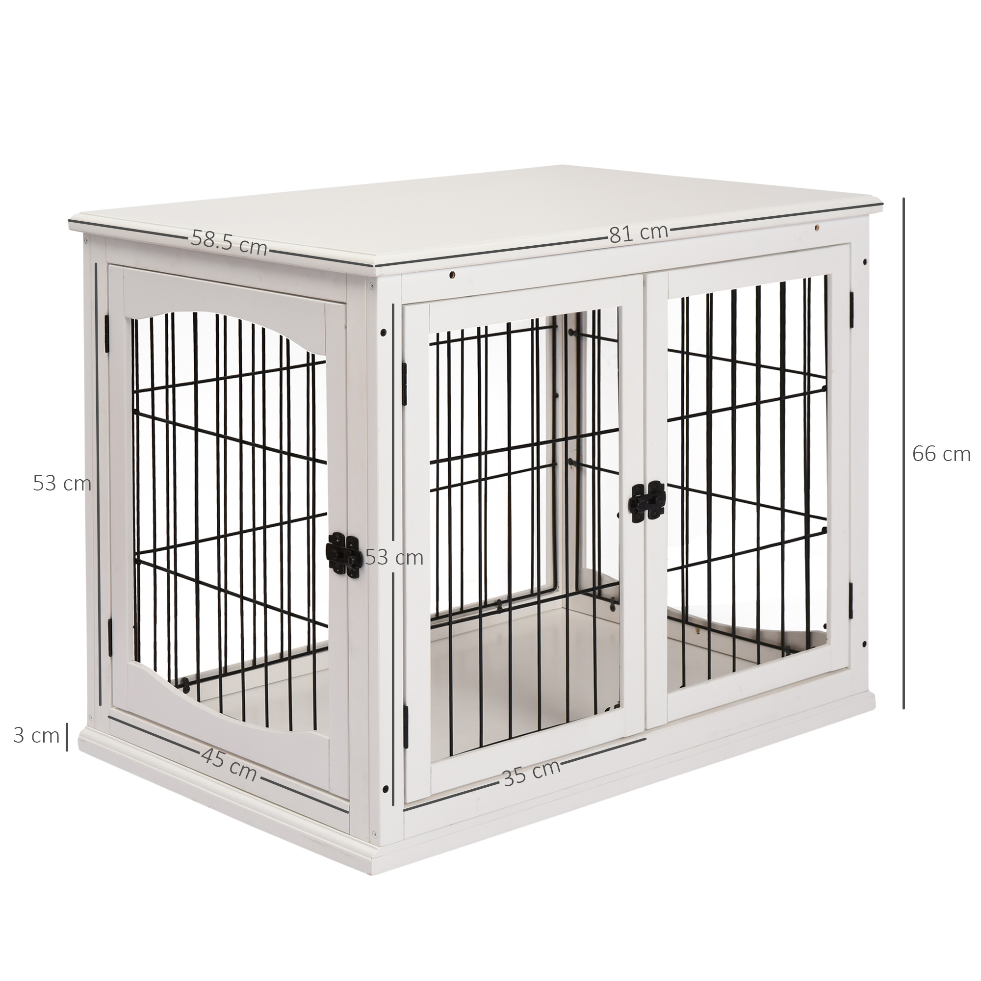 Modern Pet Cage Metal Wire 3 Doors w/ Latches 81L x 58.5W x 66H cm