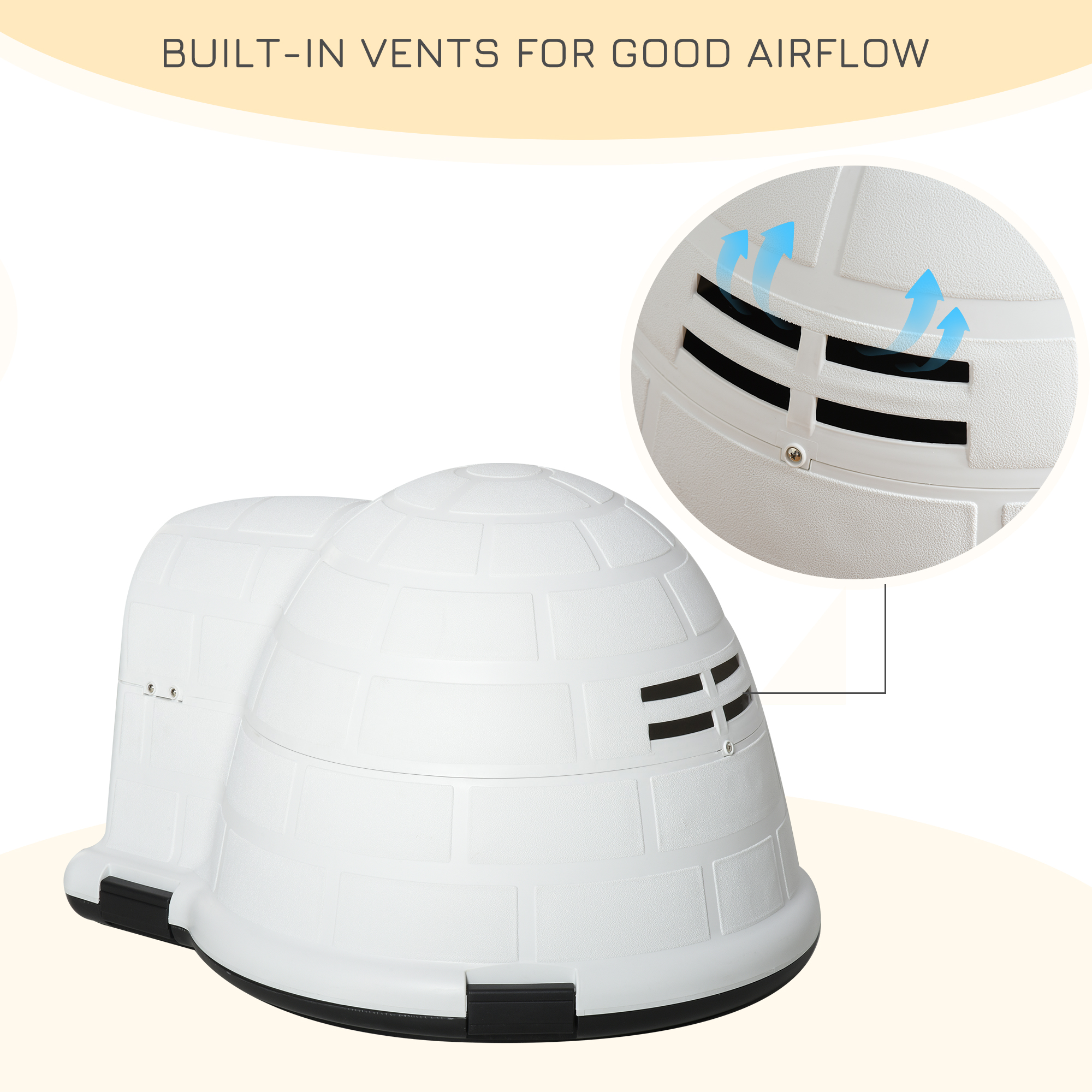 PawHut Plastic Igloo Dog House Puppy Kennel Pet Shelter with Windows