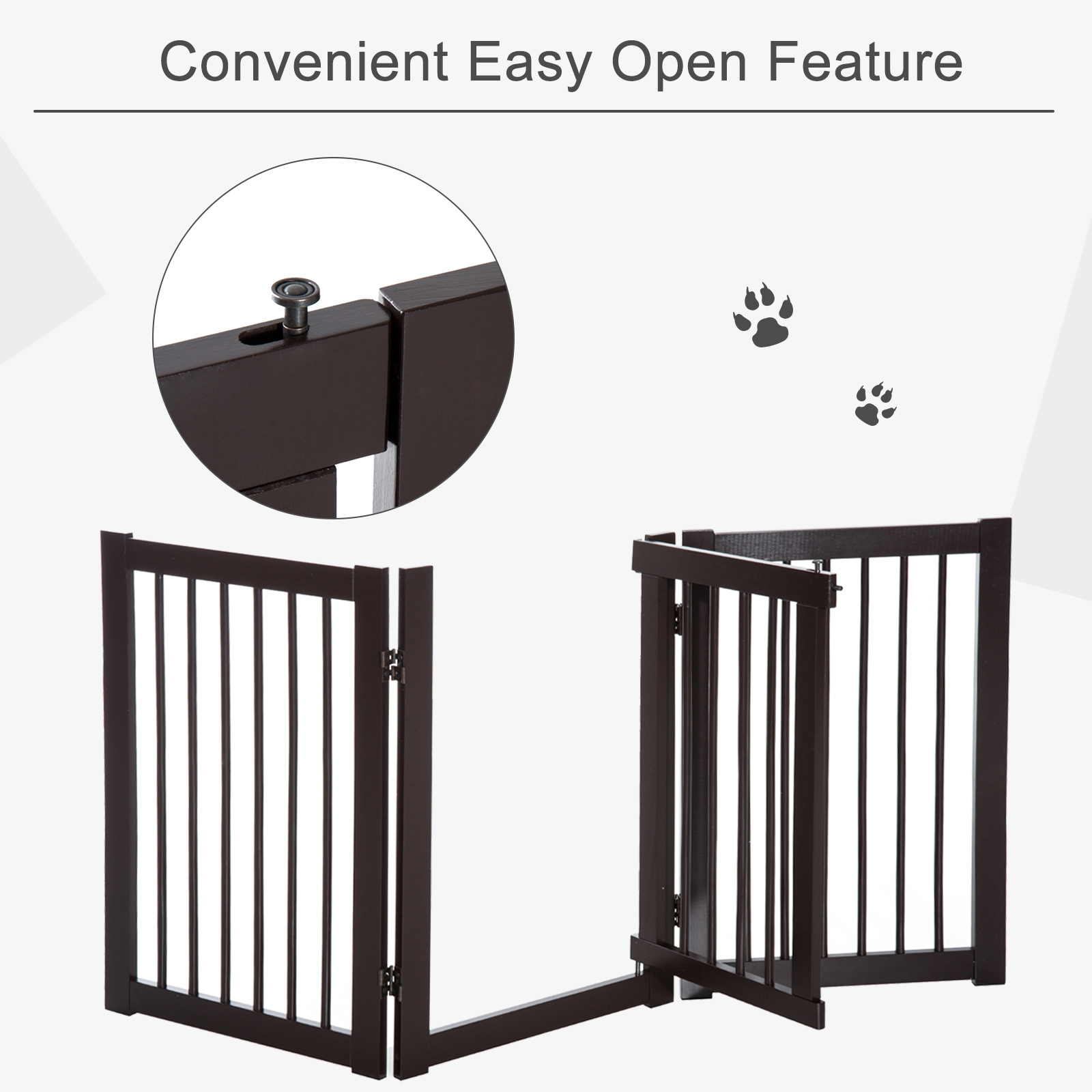 155cm Expandable 3Panel Freestanding Dog Pet Gate w/ Latched Door