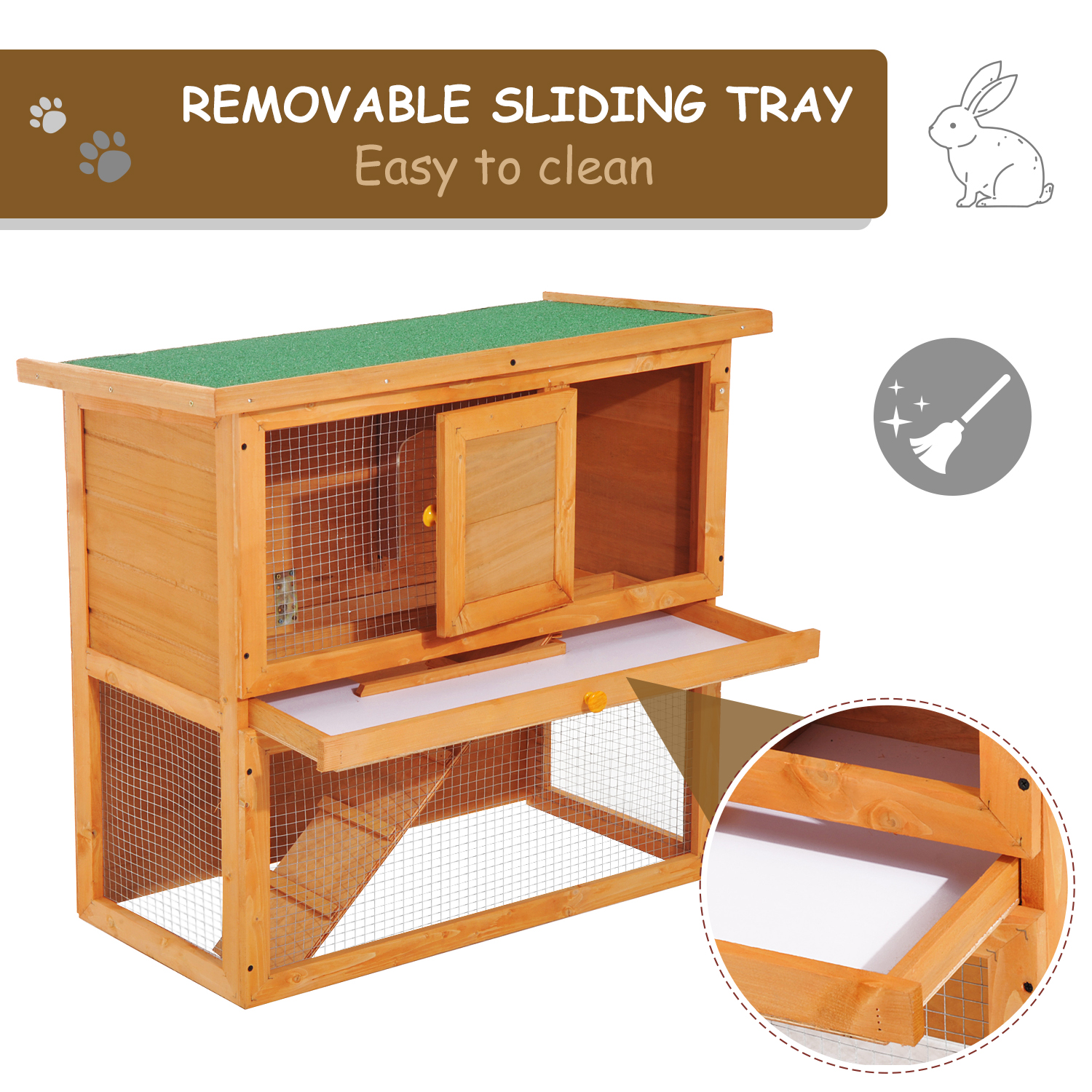 2tier Rabbit Hutch Small Animal Wooden Bunnies House Outdoor Backyard 2 Sizes eBay
