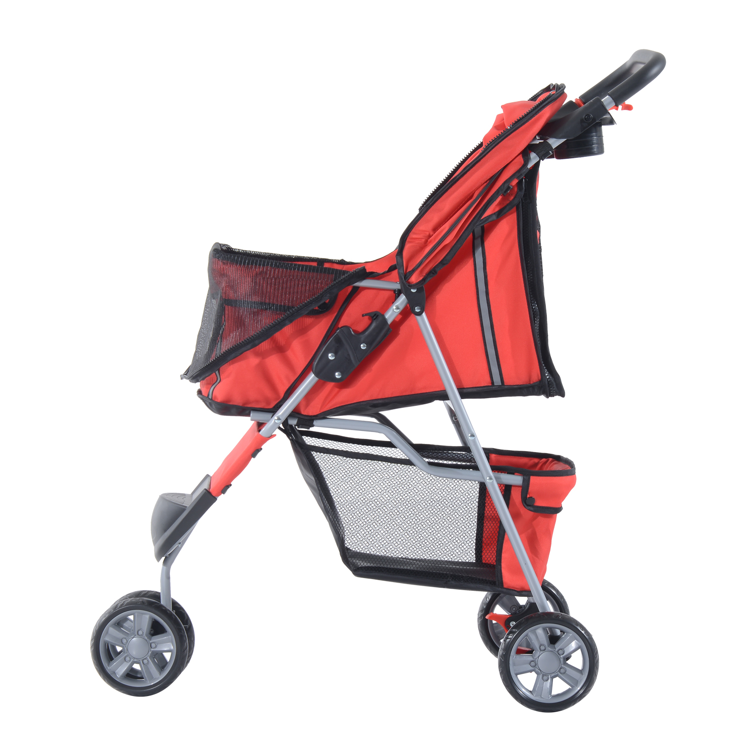 PawHut Cat Dog Pet Travel Stroller Jogging Pushchair Carrier Swivel Red