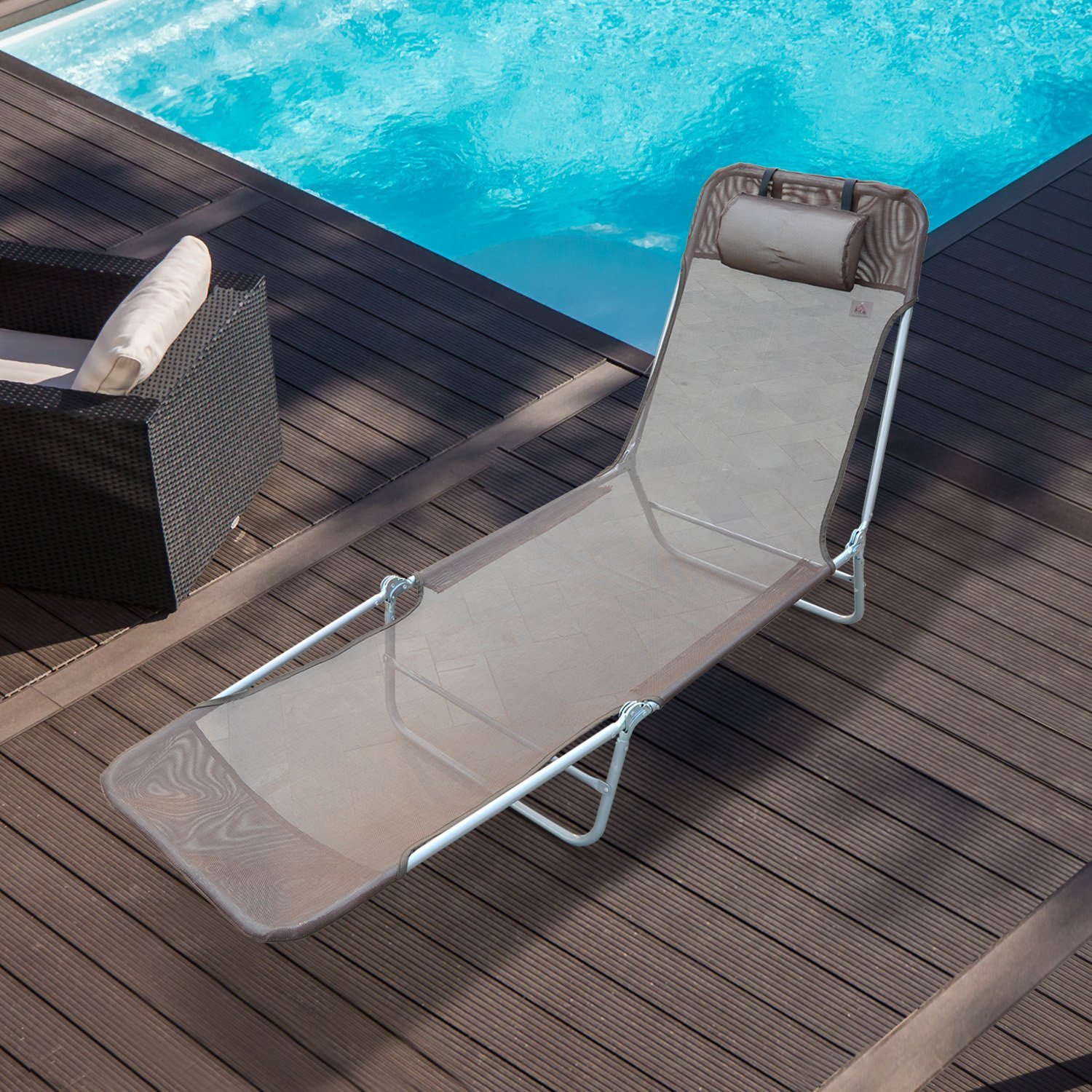 Sun Bed Chair Garden Lounger Recliner Adjustable Back Relaxer Chair