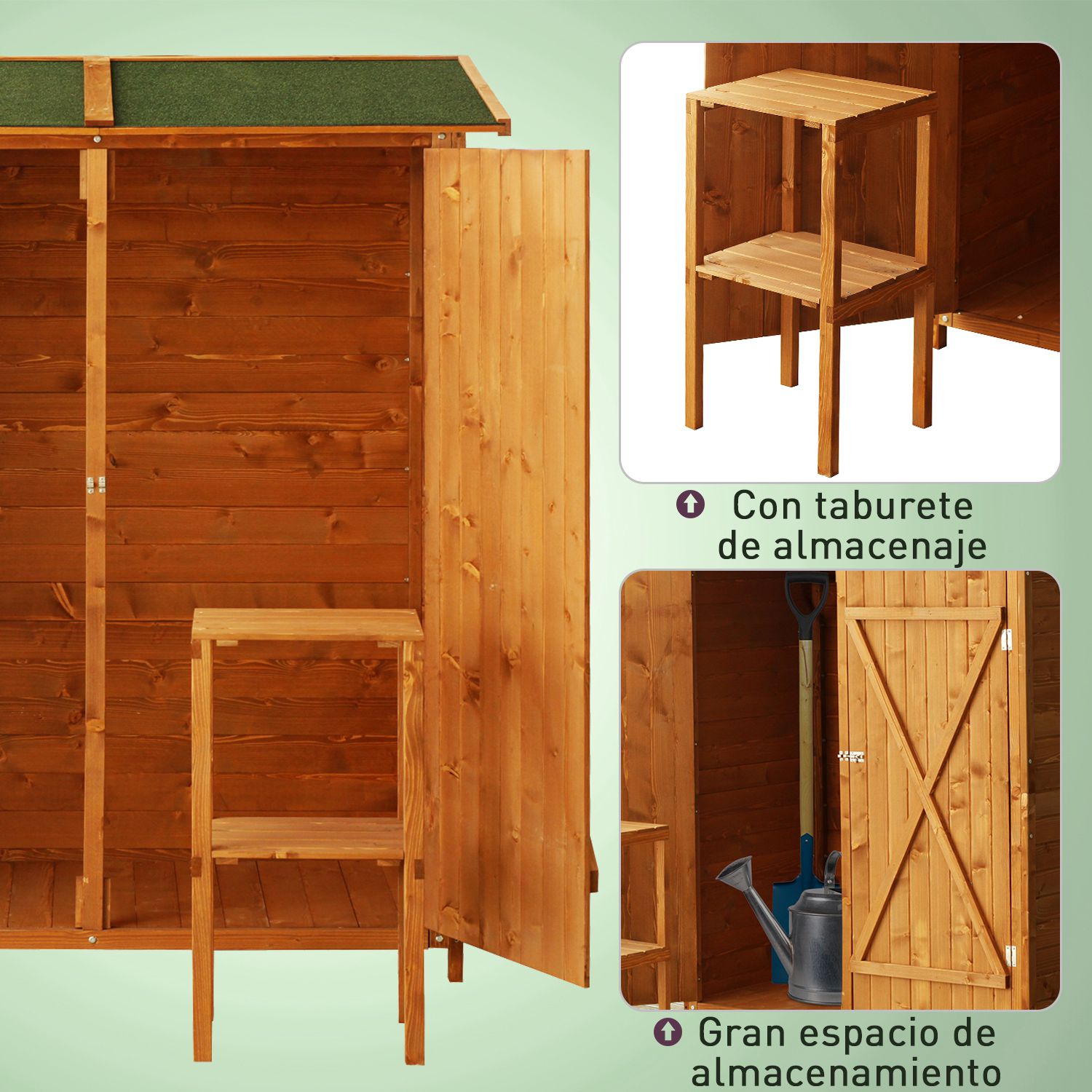 Gabinete Caseta Herramientas Jardin 165x140x75 Cobertizo Madera Maciza