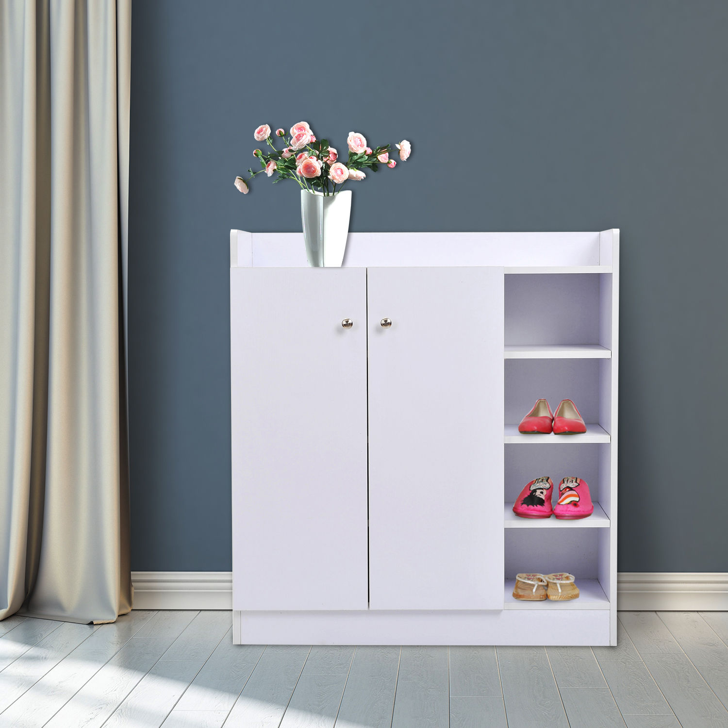 HOMCOM Zapatero Mueble de Entrada Armario Madera 83x30x90cm 2 Puerta 4