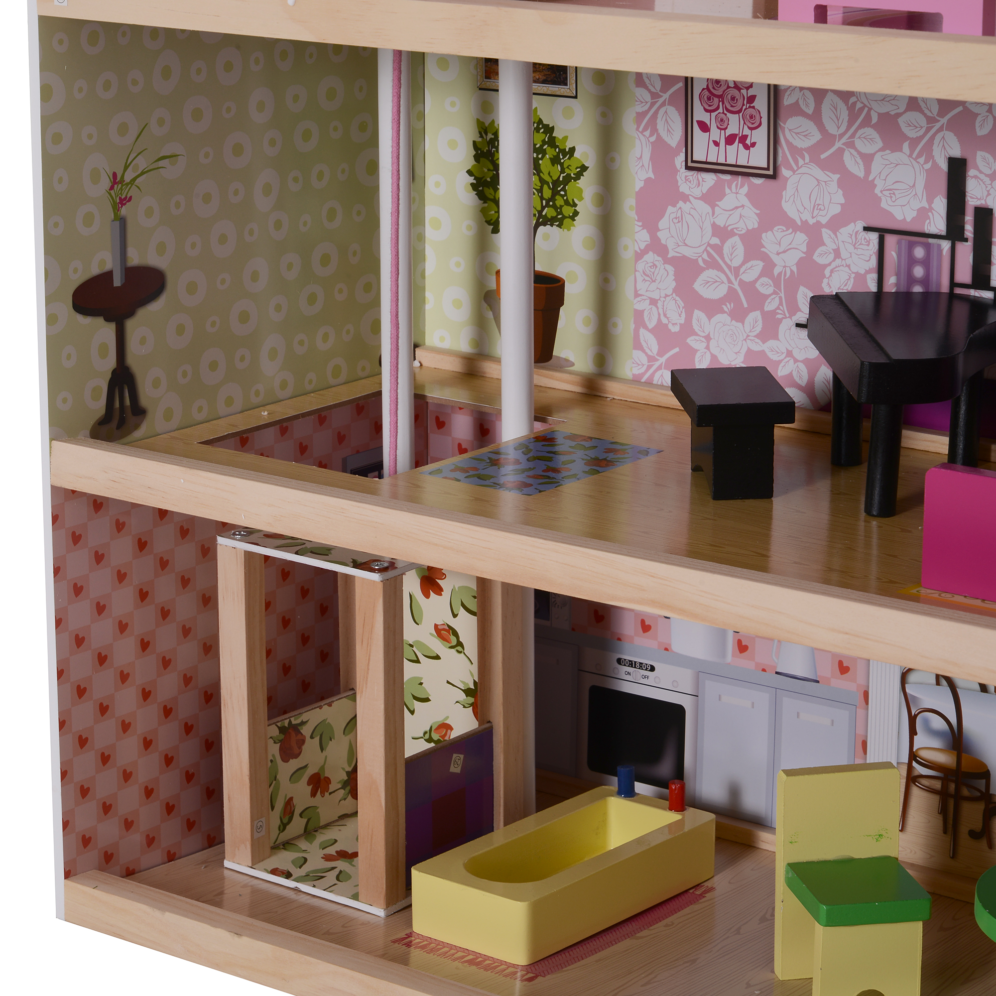 Casa de Muñecas con 13pcs Muebles Mobiliario Casita Muñeca Juguete