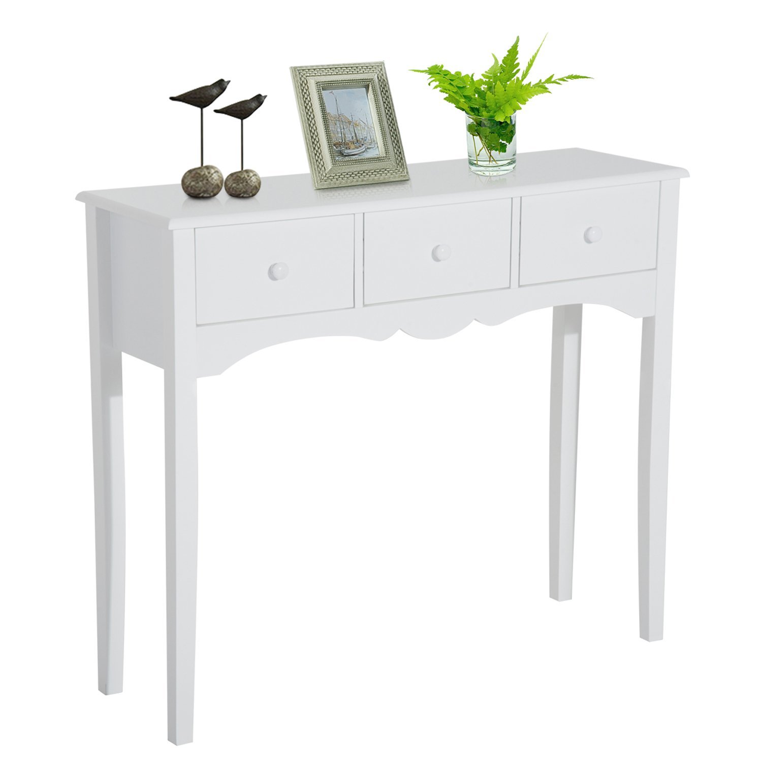 Entrance Dressing Console Table 3 Storage Drawers Accent Vintage