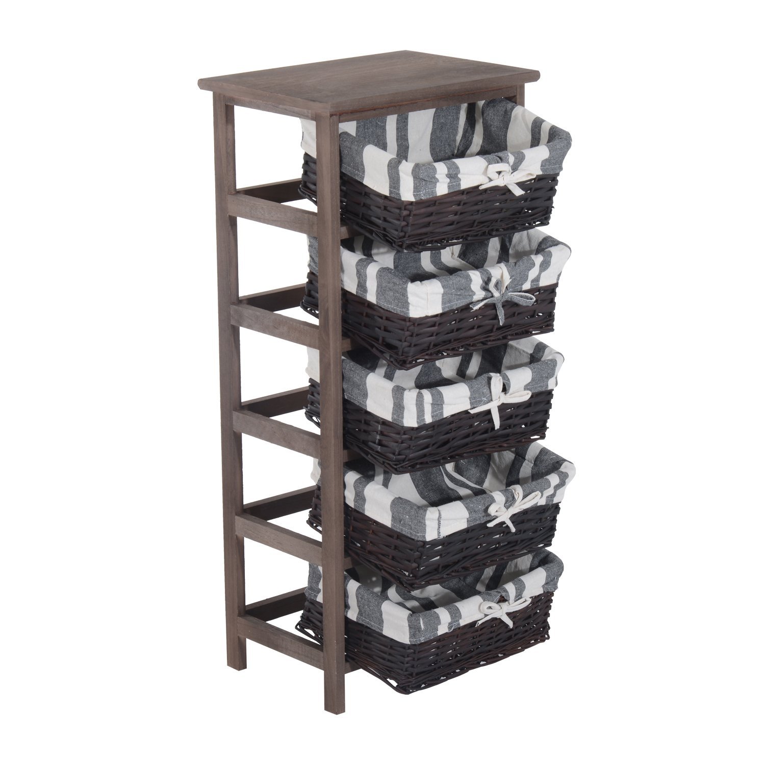 HOMCOM Estantería 5 Cajones Desmontables Armario Auxiliar de Madera