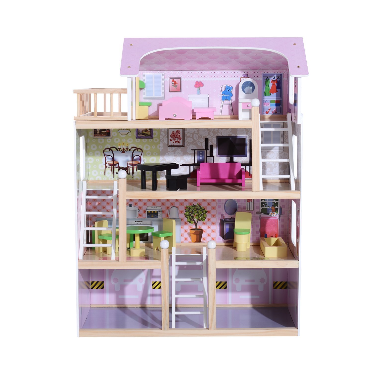 Casa de Muñecas con Muebles Mobiliario Casita Muñeca Juguetes Madera