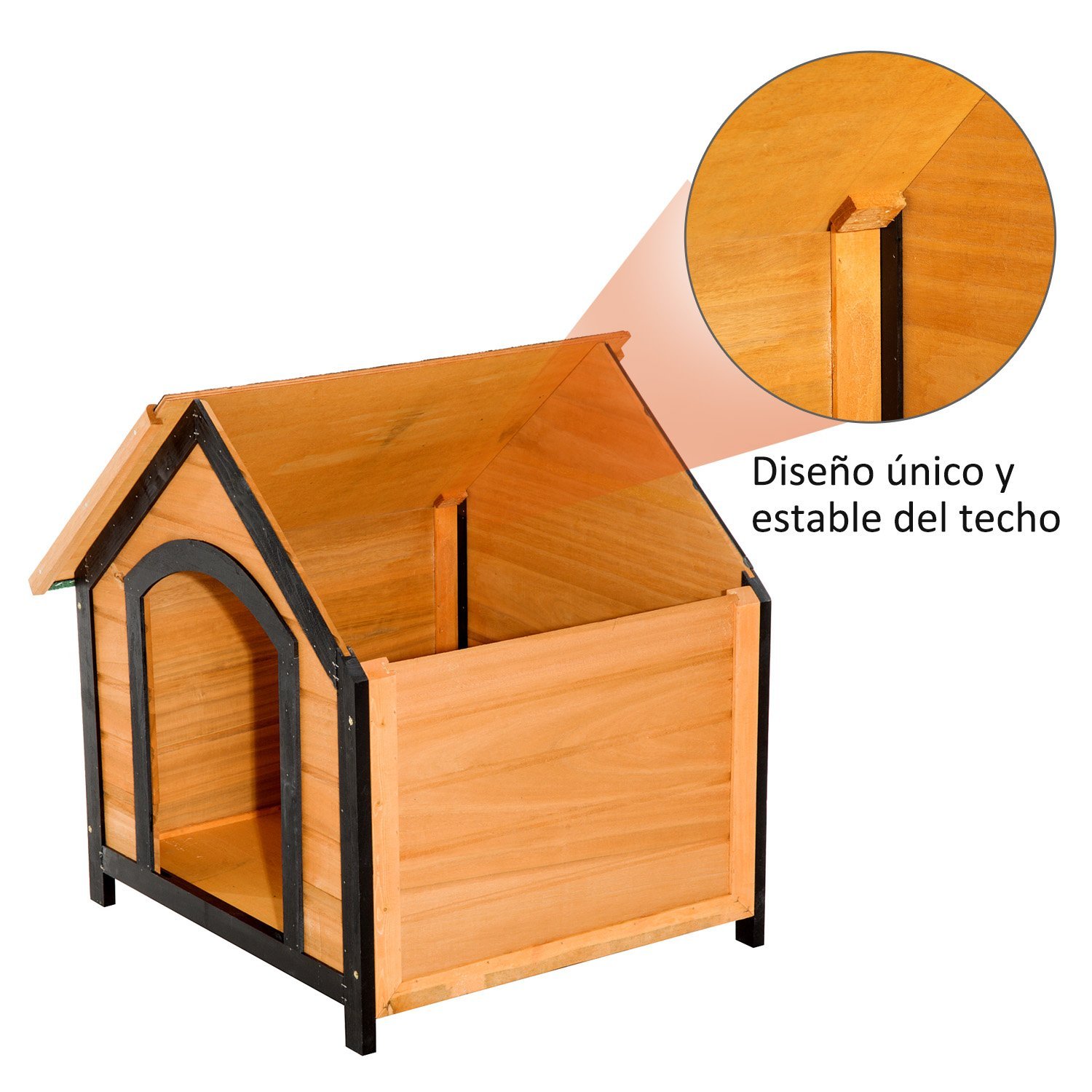 Caseta de Madera para Perro de Interior y Exterior Casa Impermeable