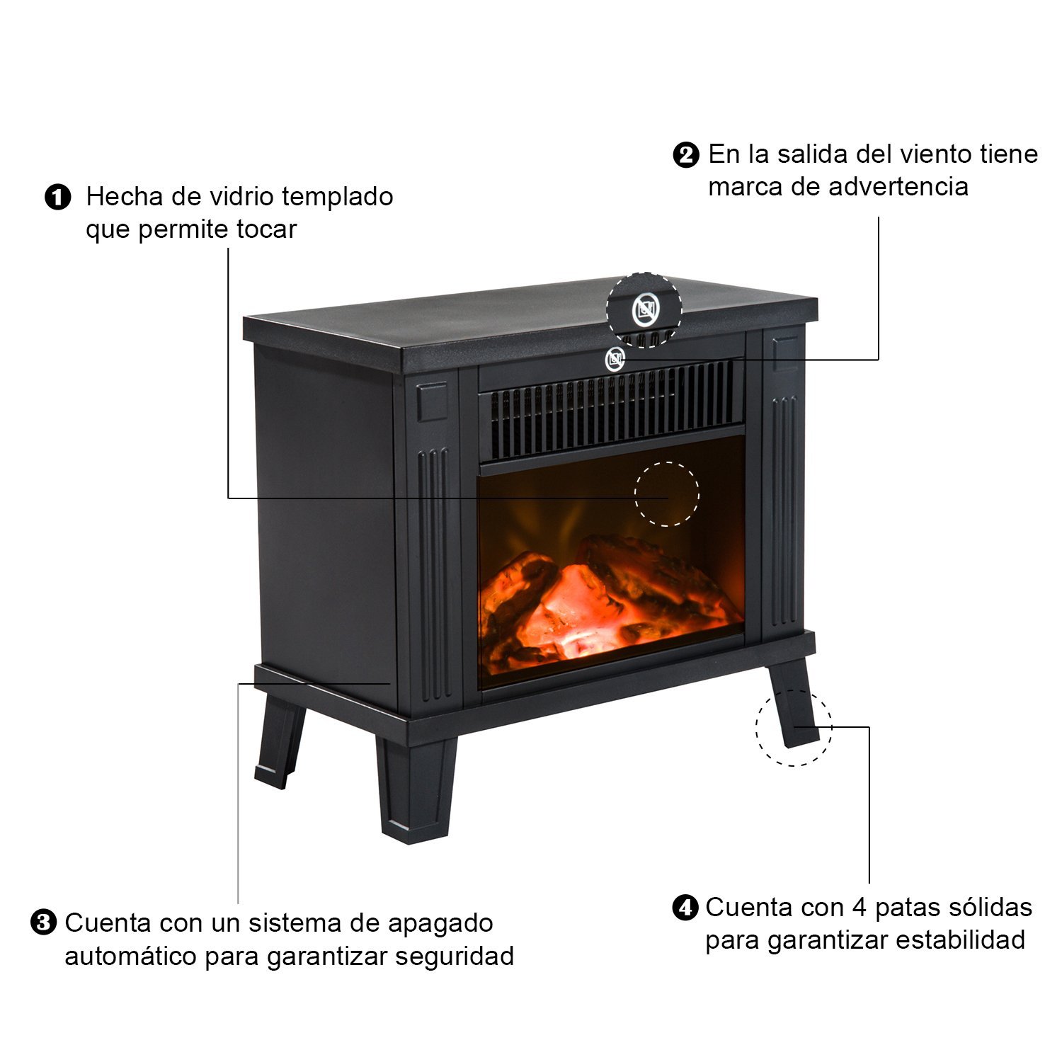 Chimenea Eléctrica tipo Estufa Calefactor de Leña 600W/1200W 34