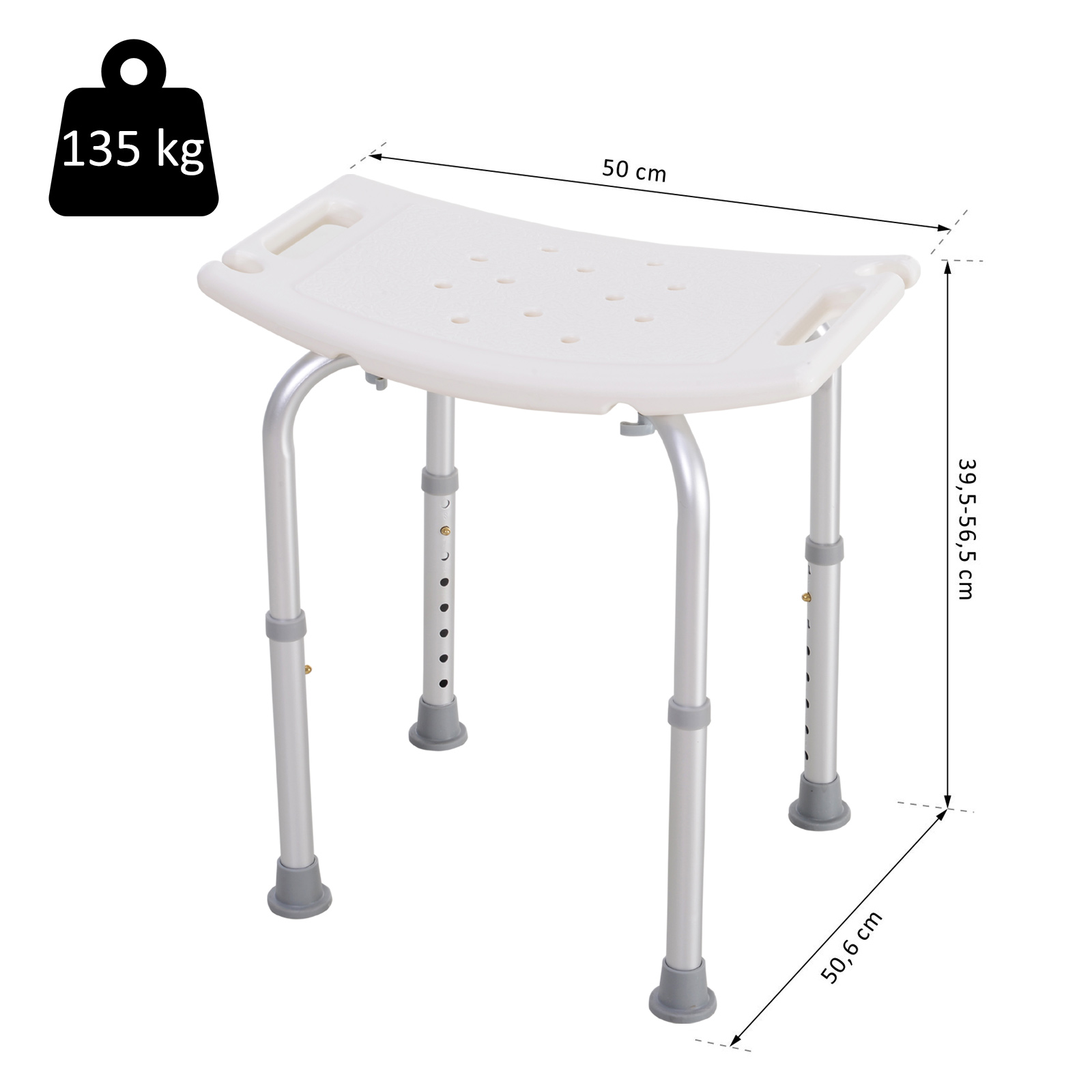 Taburete de Ducha Silla Baño Altura Regulable Patas Antideslizantes