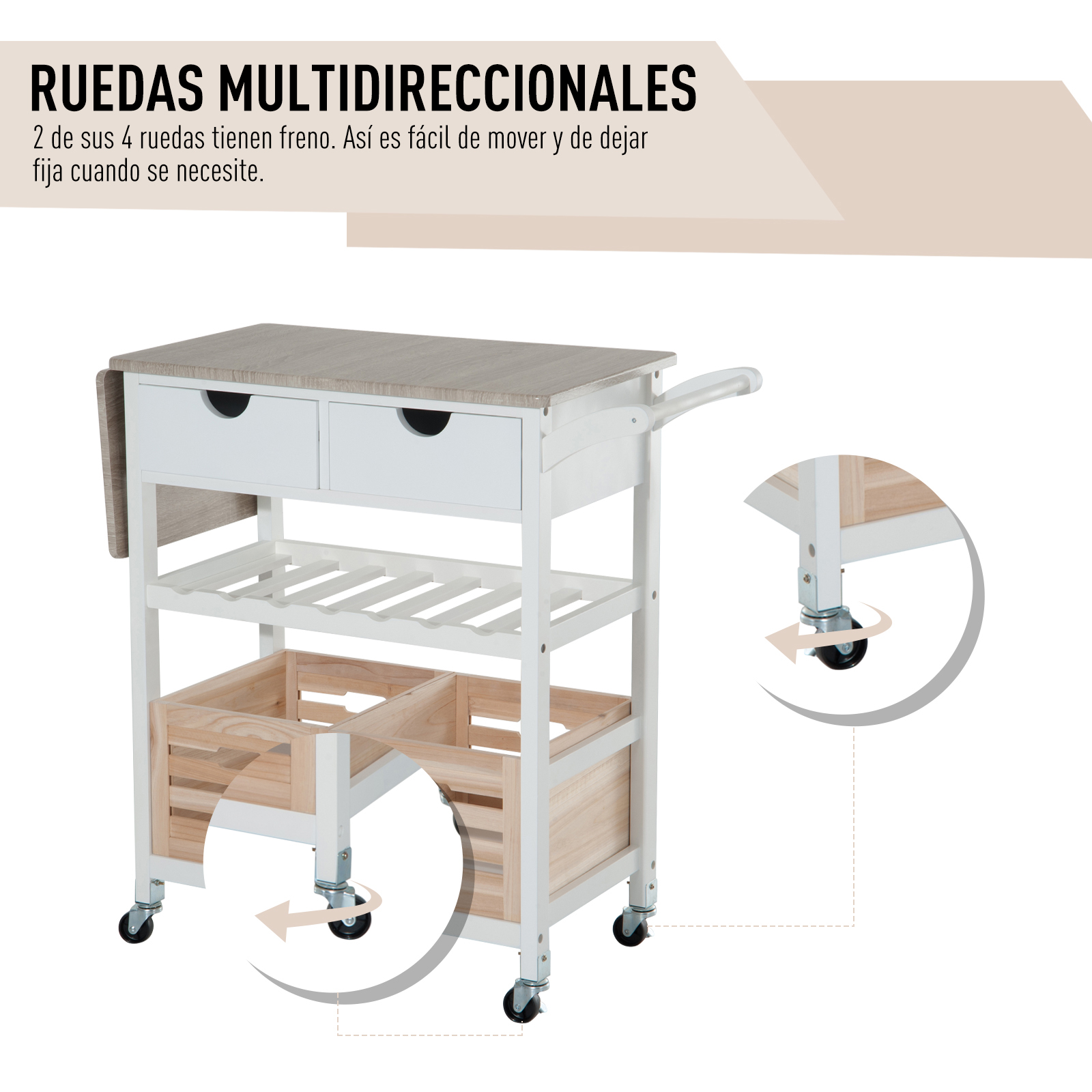 Carro de Cocina Carrito de Servir Multiusos Estantería Carrito Auxiliar