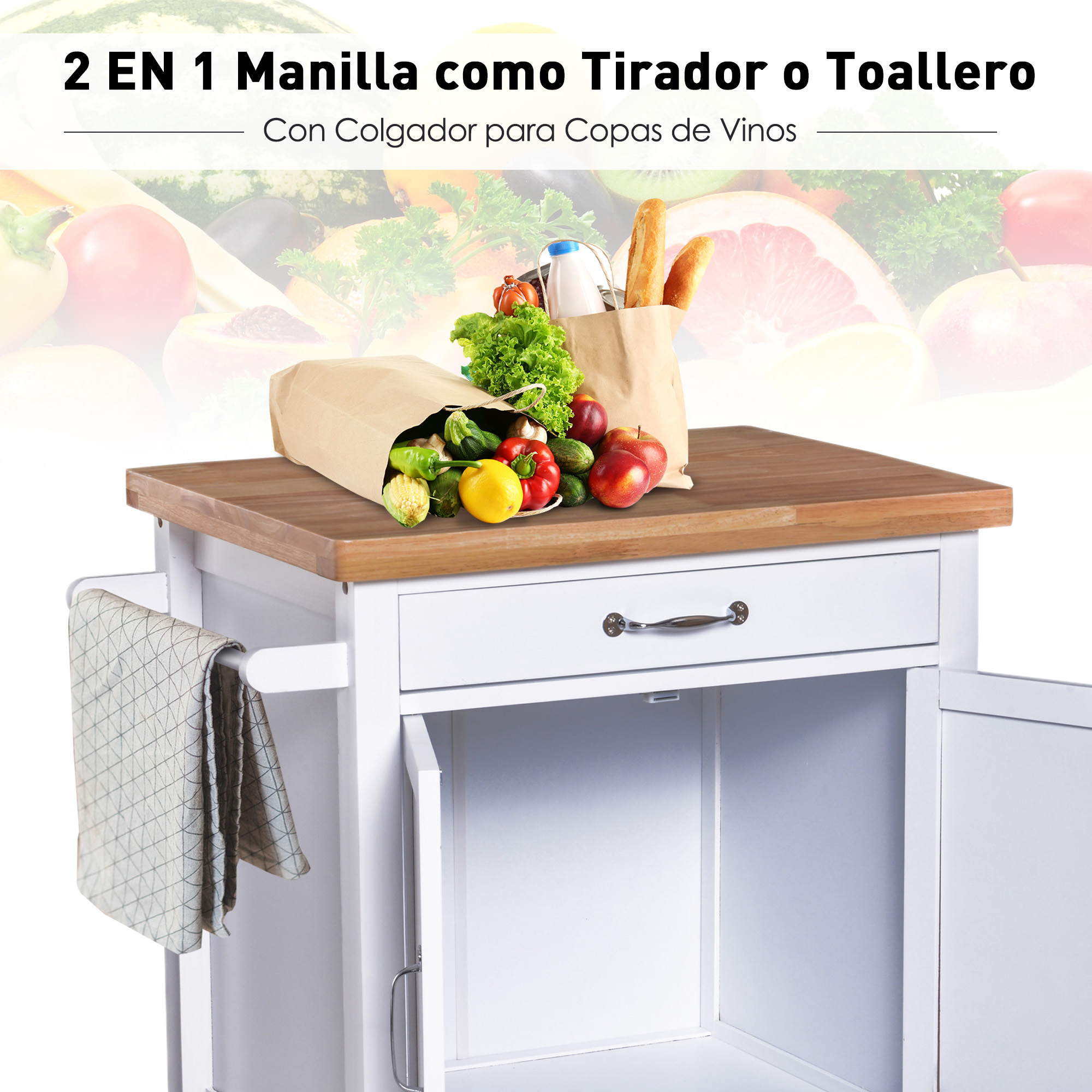 Carro de Cocina Carrito de Servir Multiusos Estantería Carrito Auxiliar