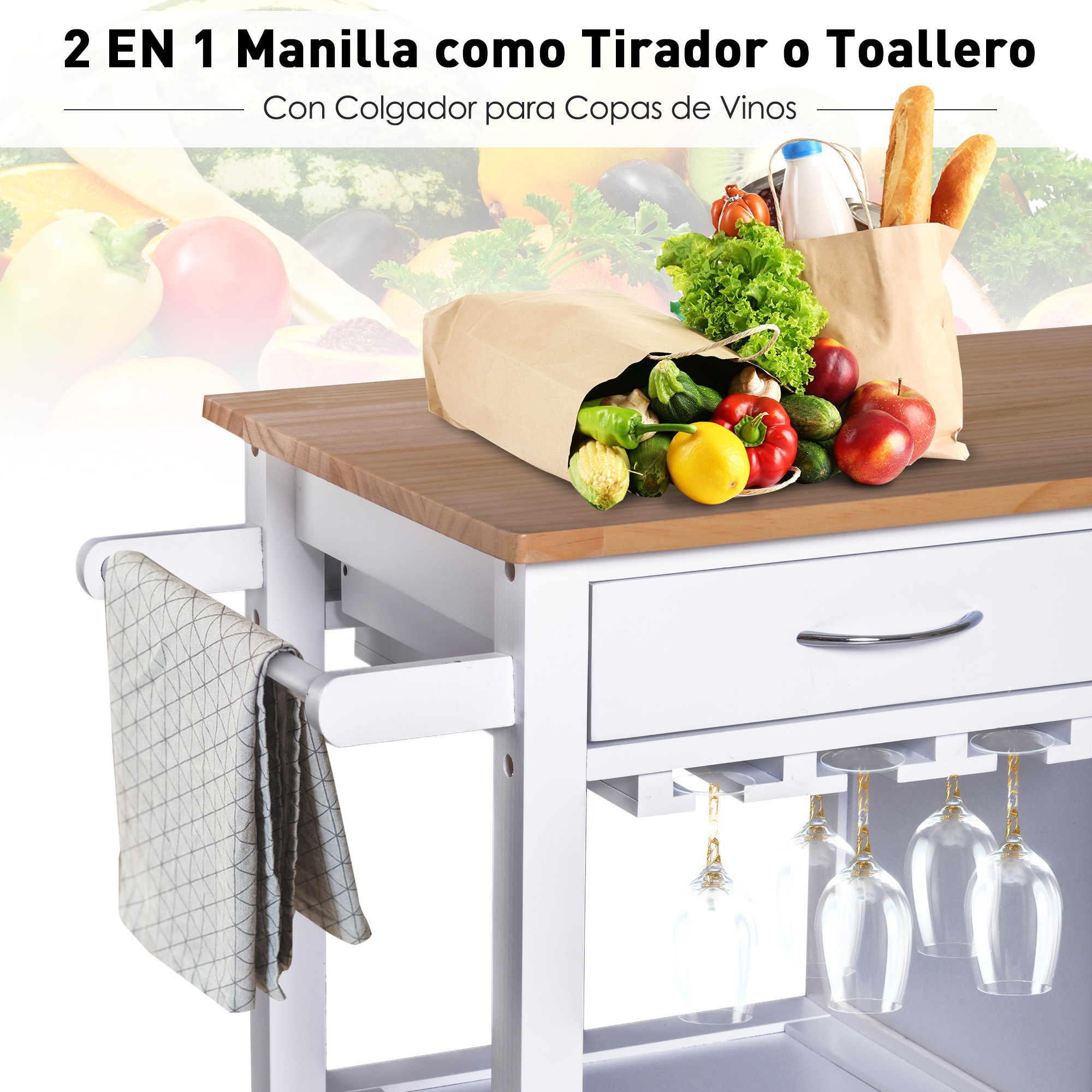 Carro de Cocina Carrito Servir Multiusos Estantería Carrito Auxiliar