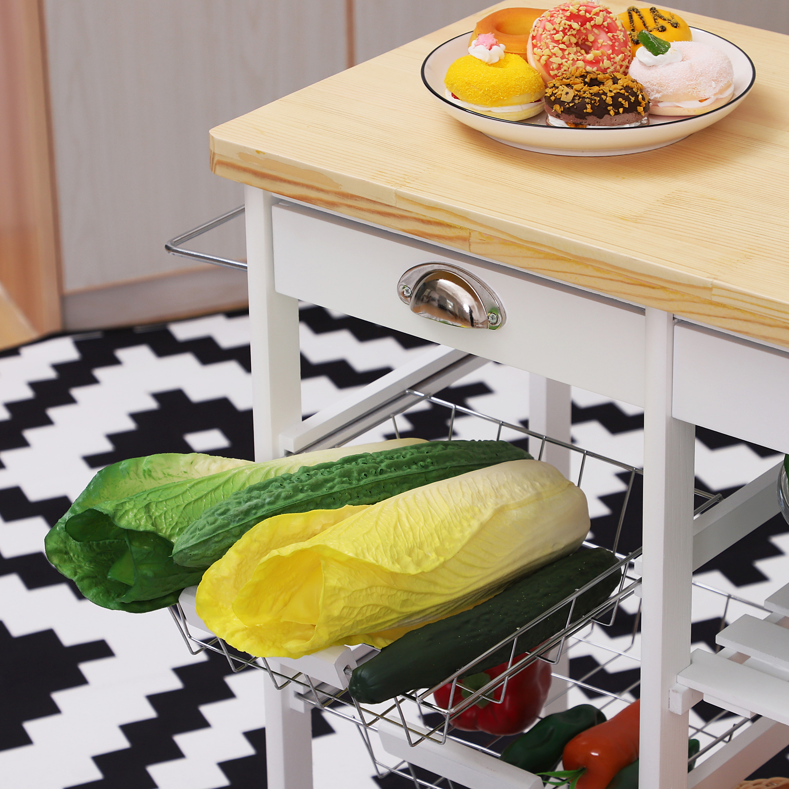 Carro de Cocina Carrito Servir Auxiliar Multiusos Estantería con Ruedas