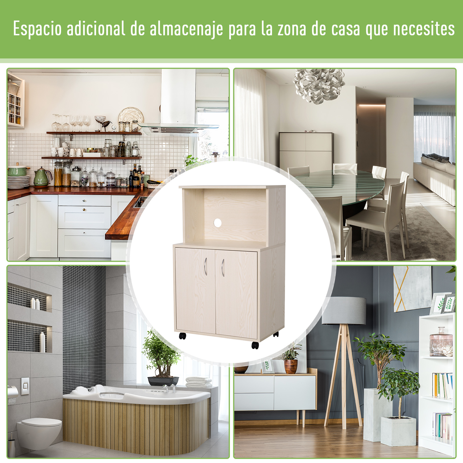 Mueble Auxiliar para Microondas Aparador Auxiliar Bajo de Cocina 60