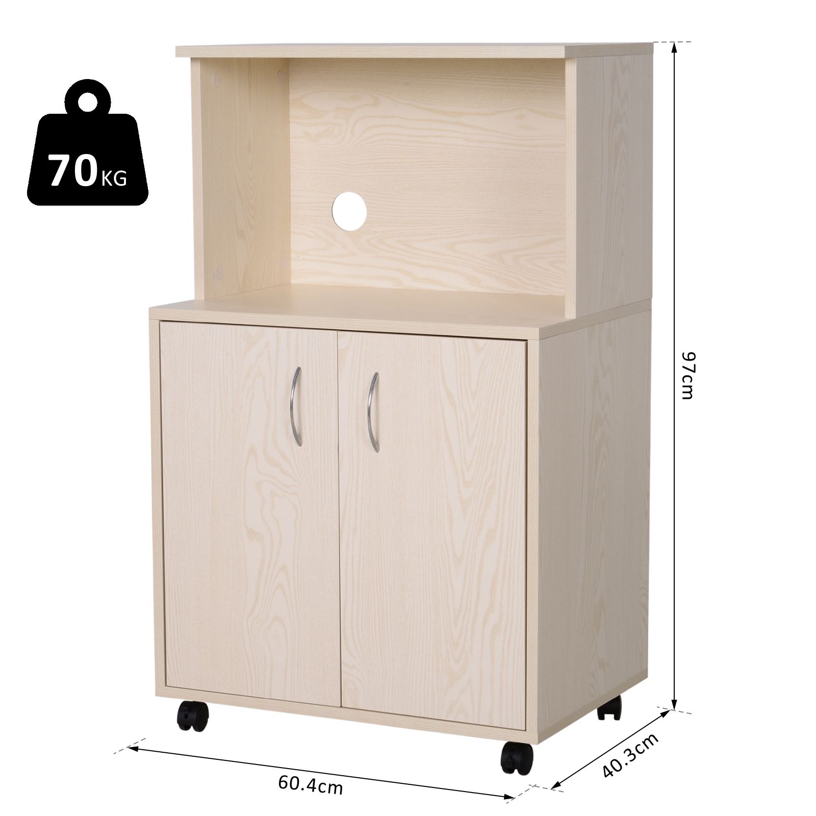 Mueble Auxiliar para Microondas Aparador Auxiliar Bajo de Cocina 60