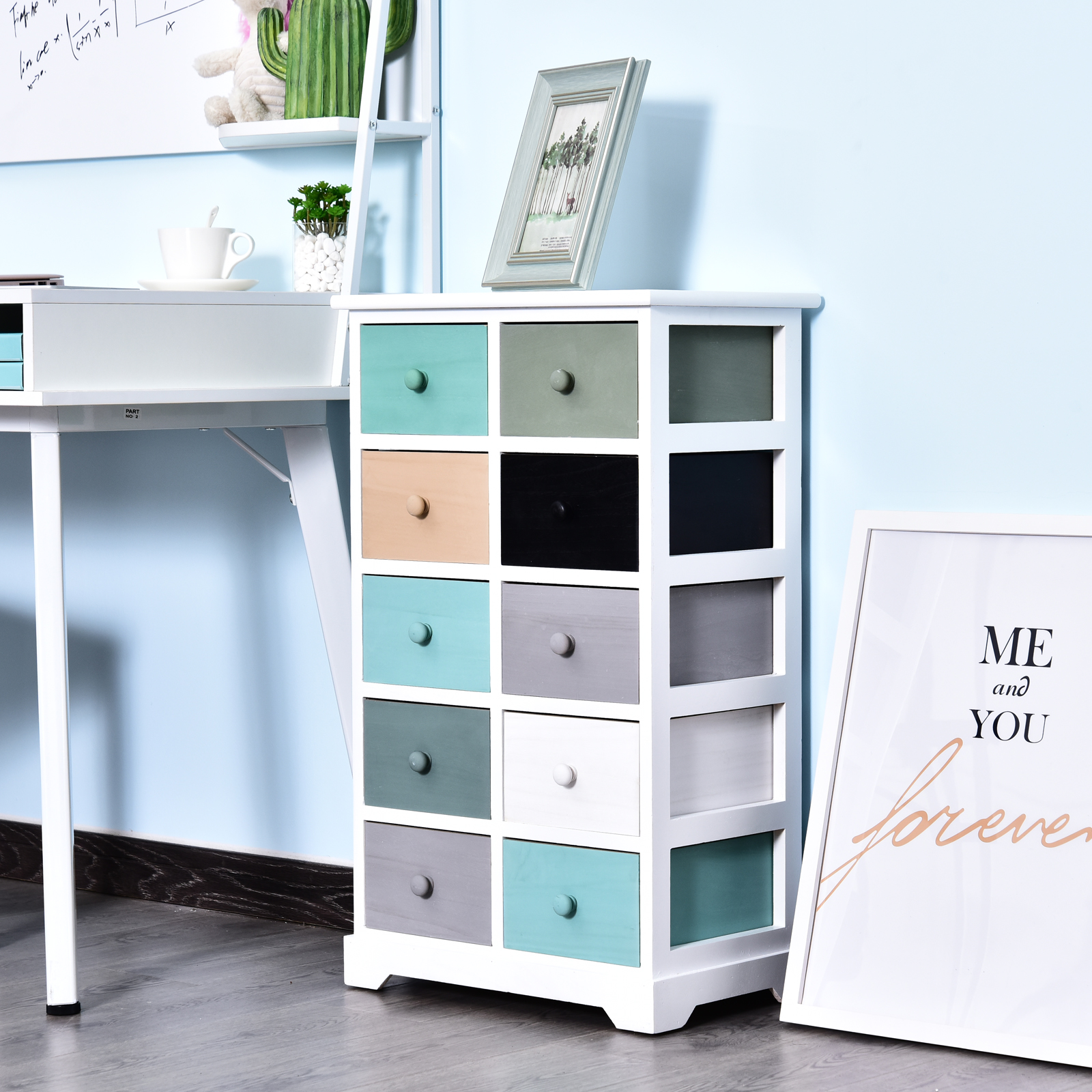 HOMCOM Cómoda Cajonera Armario Consola Auxiliar 10 Cajones 45x28x75cm