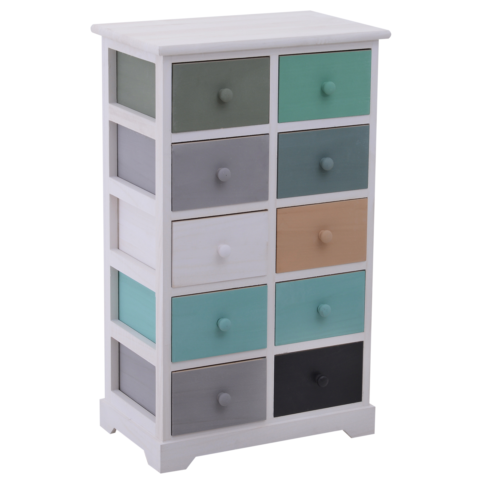 Armario Auxiliar 10 Cajones 45x28x75cm Cajonera Multicolor Comoda Casa