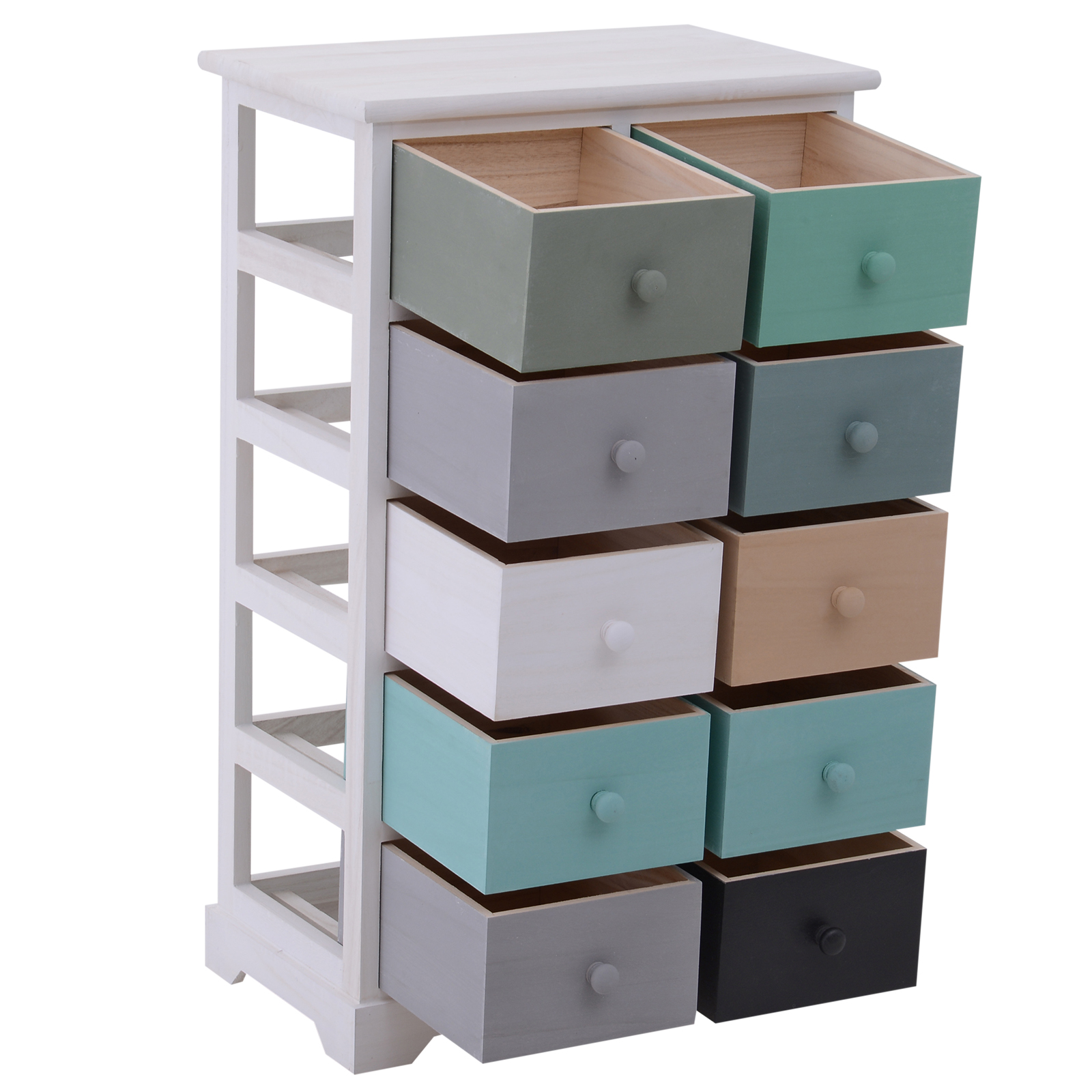 HOMCOM Cómoda Cajonera Armario Consola Auxiliar 10 Cajones 45x28x75cm