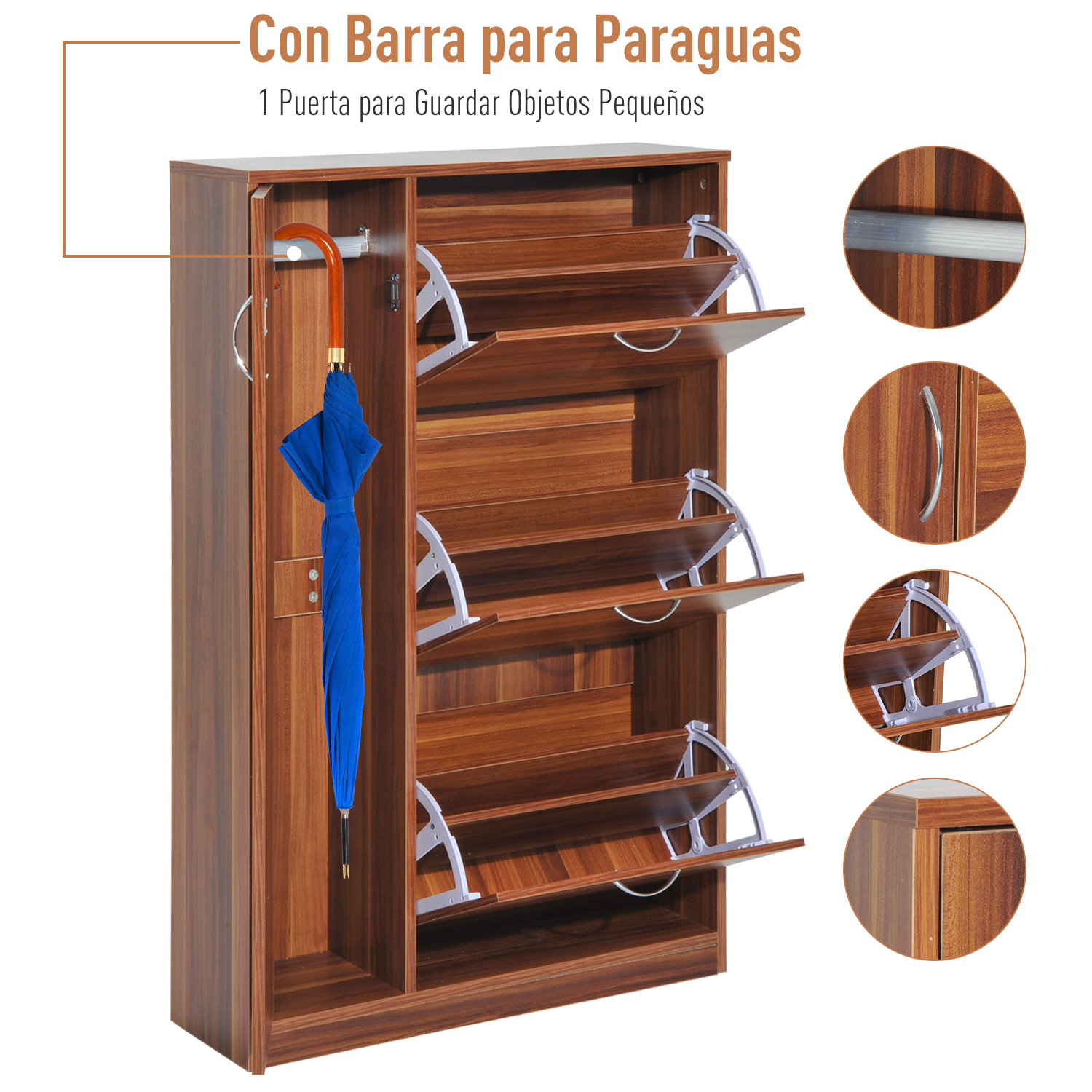 Mueble Zapatero Armario 1 Puerta 3 Cajón Abatible Organizador Zapatos