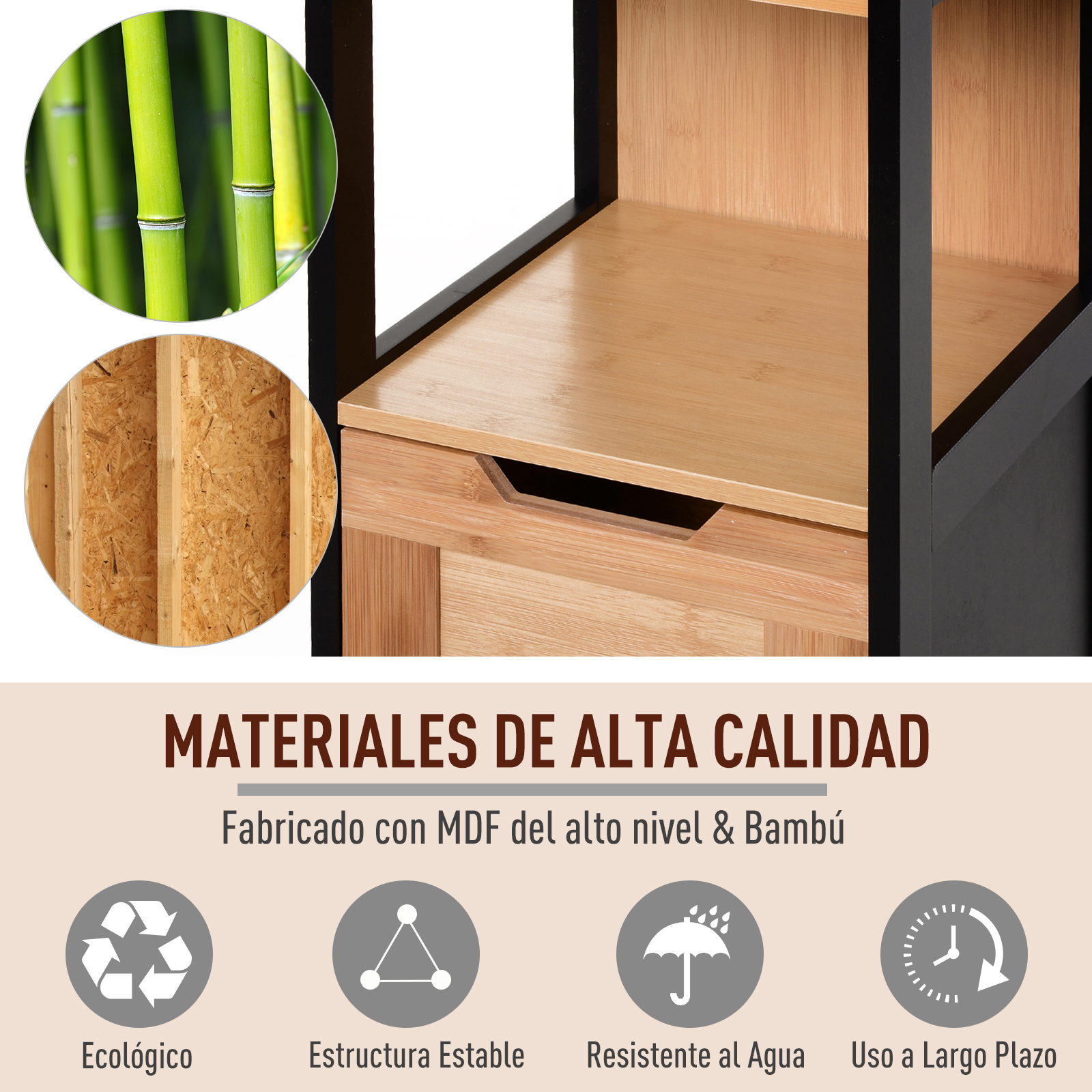 Armario Alto para Baño con Estantes y Cajones 30x30x144.3 cm | eBay