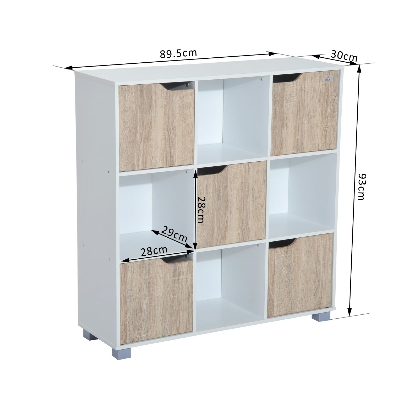 HOMCOM Estantería Baja tipo Librería y Organizador con 9/8 Cubos Blanco