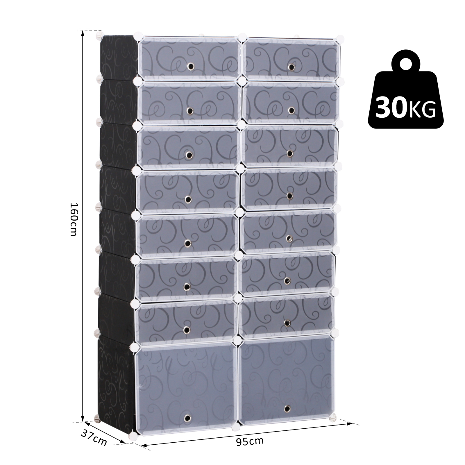 Armario Modular Estantería de 16 Cubos con Puertas para Almacenamiento