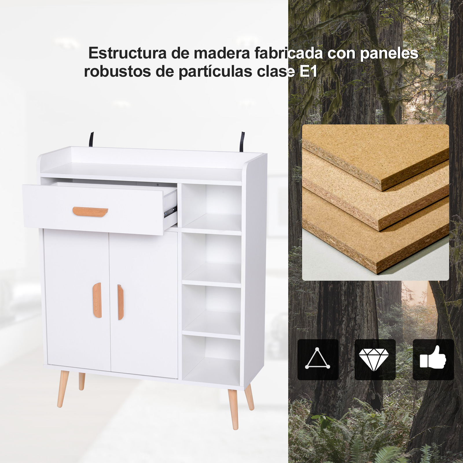 Aparador Buffet Armario Gabinete Consola Mueble Multiusos de Comedor