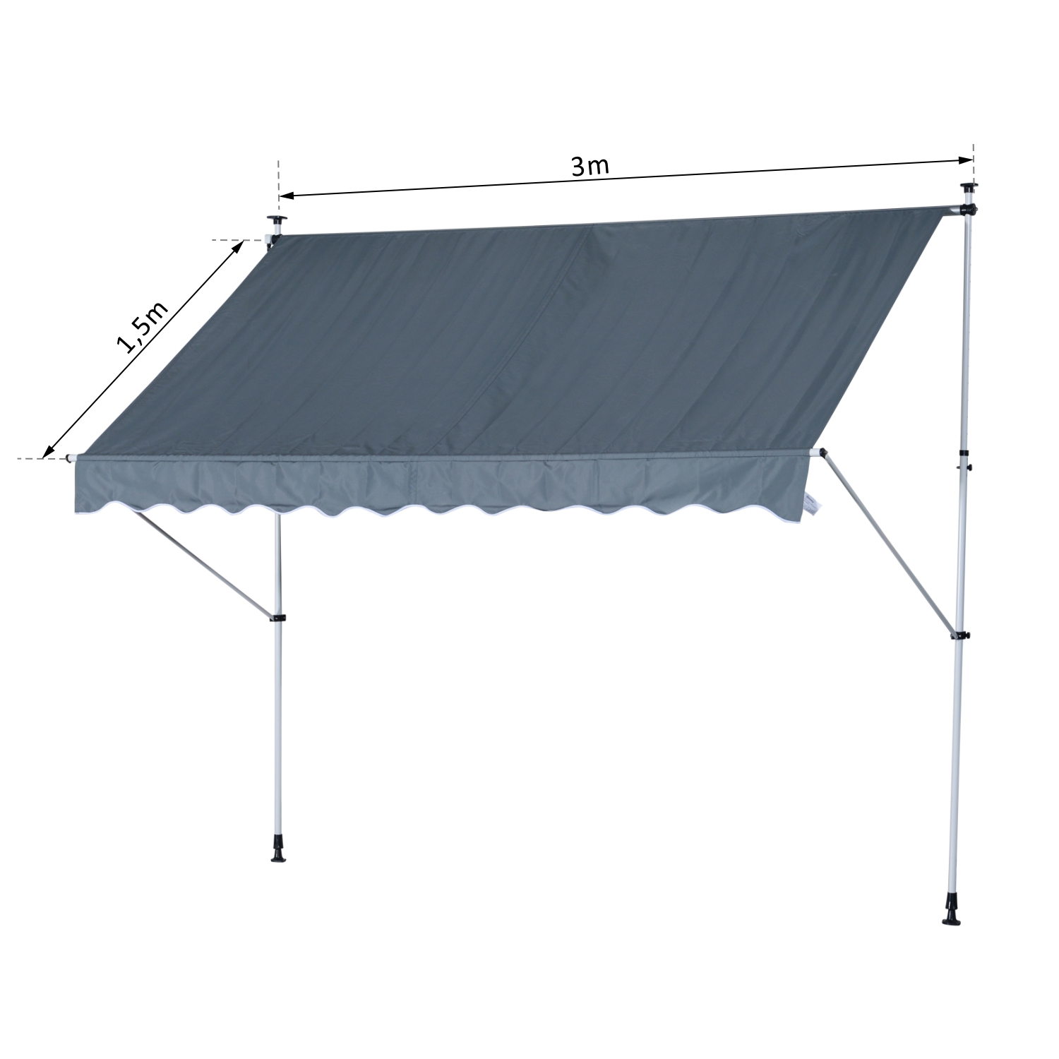 Toldo Portátil Balcón Patio Toldo Manual Plegable de Aluminio Altura