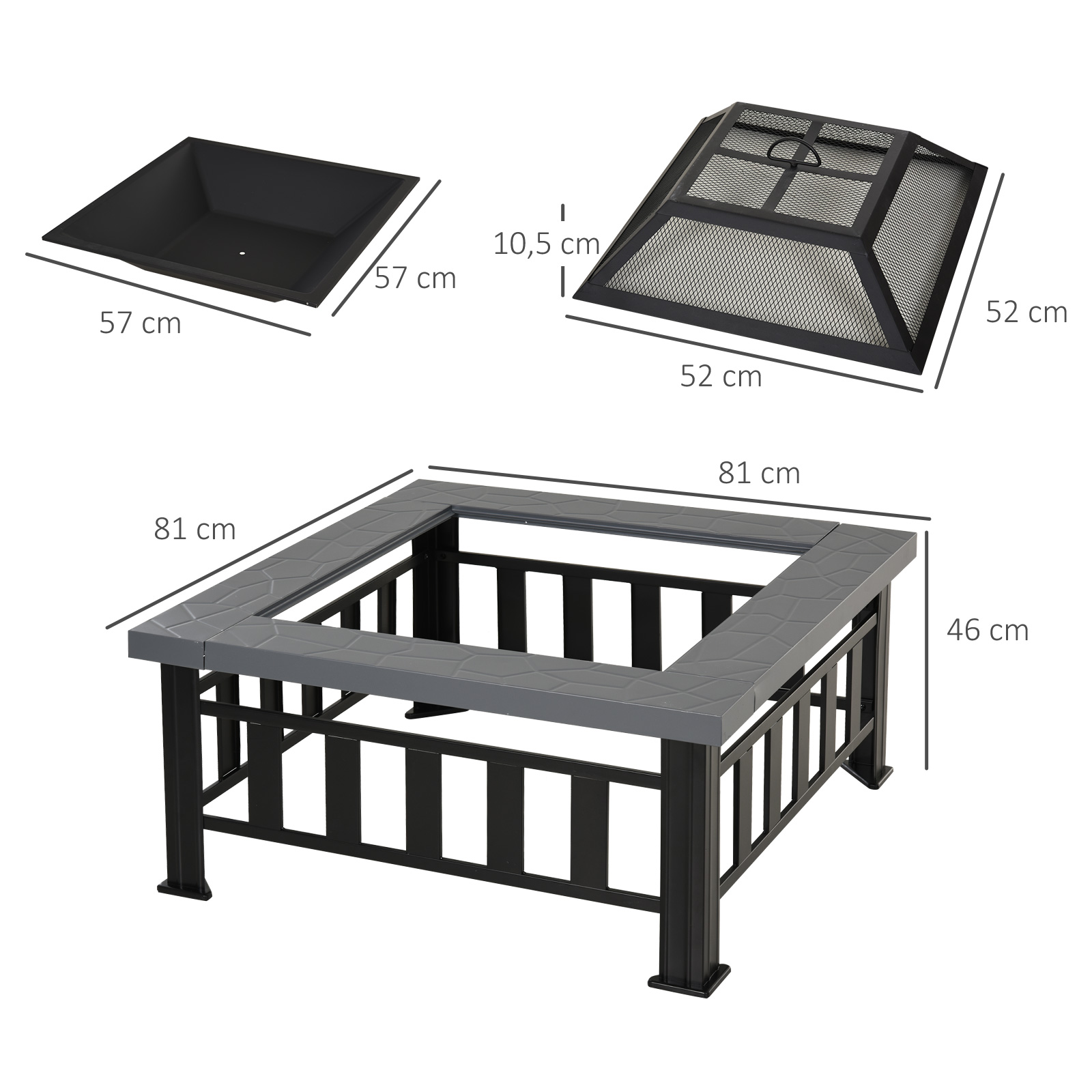 Brasero Exterior de Terraza Calentador Multiusos Pozo de Fuego/BBQ/Cubo