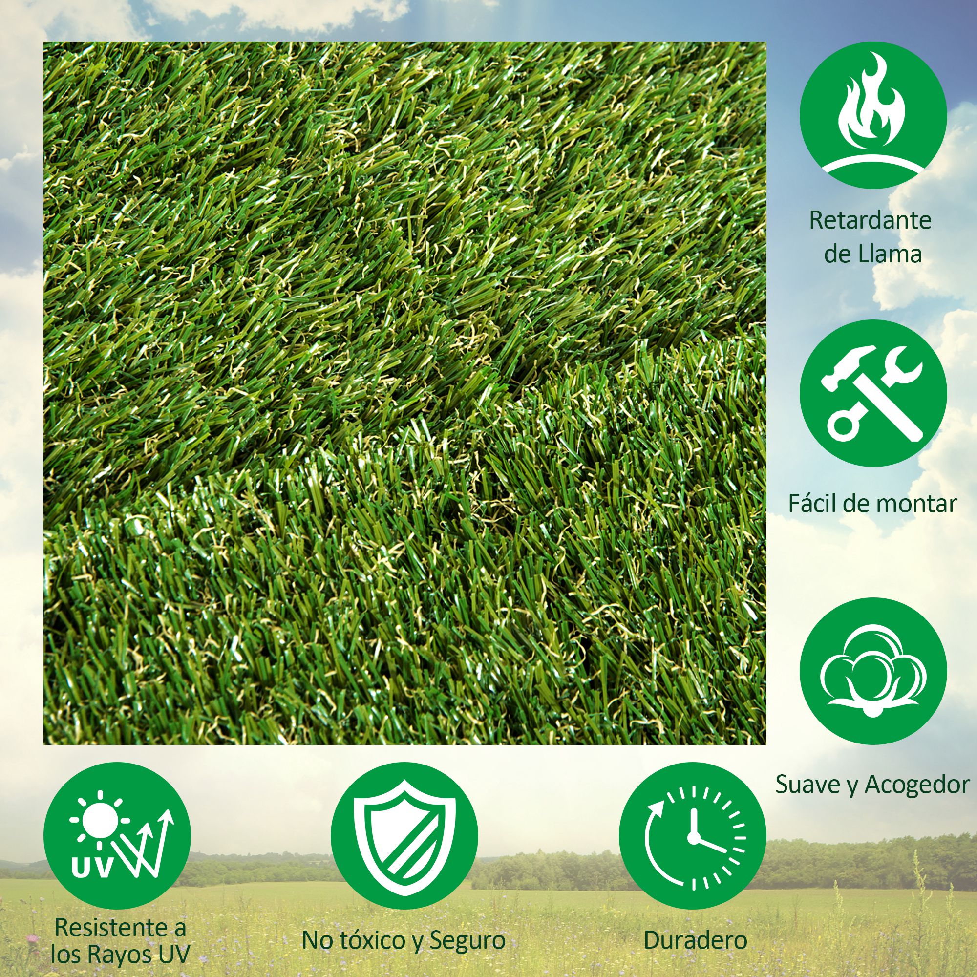 Cesped Artificial tipo Alfombra o Estera de Hierba Sintética para