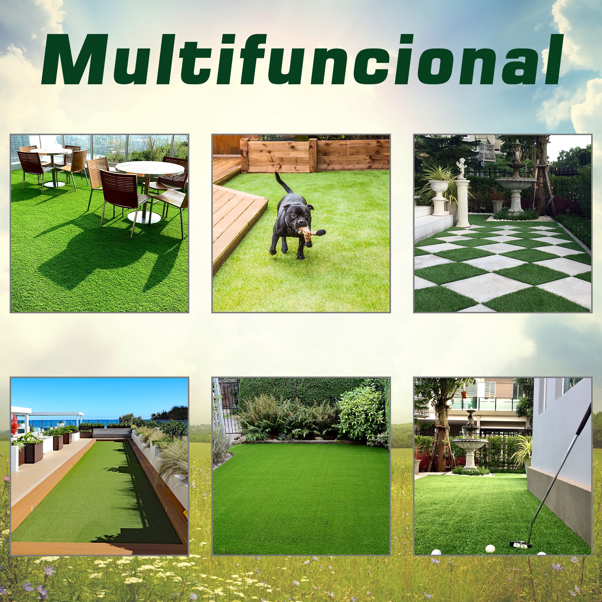 Cesped Artificial tipo Alfombra o Estera de Hierba Sintética para