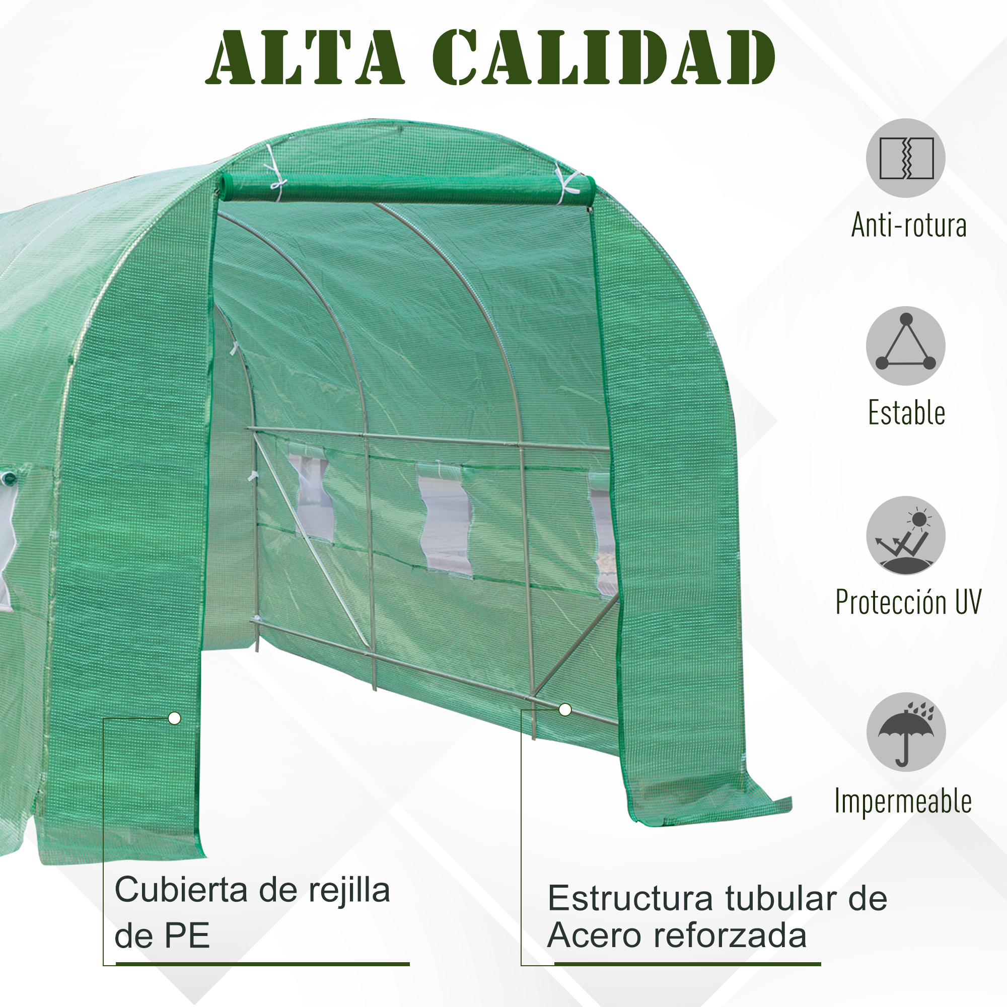 Invernadero Caseta 450 x 200 x 200cm Jardin Terraza Cultivo de Plantas