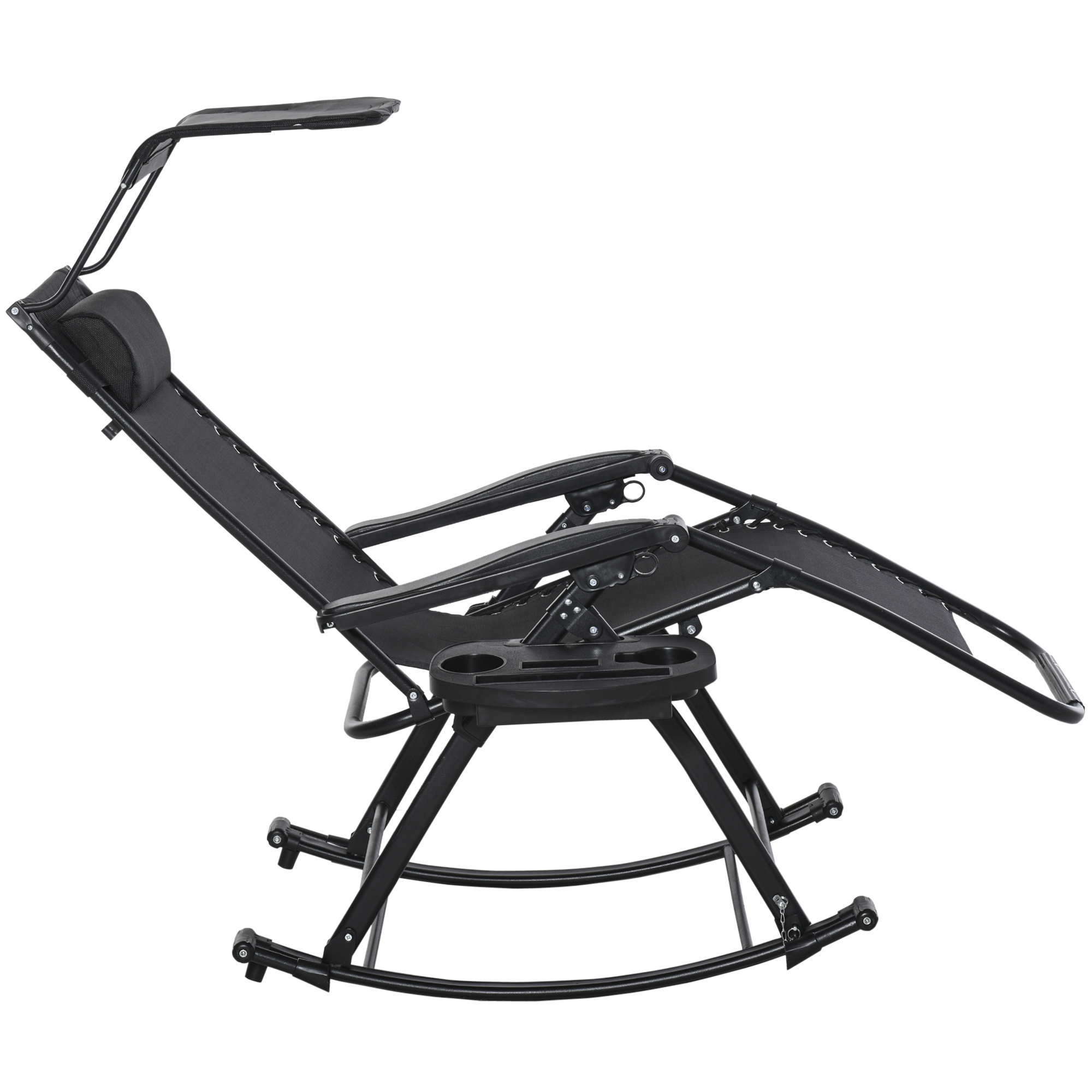 Silla Mecedora de Jardín Plegable con Techo Reposacabezas Extraíble