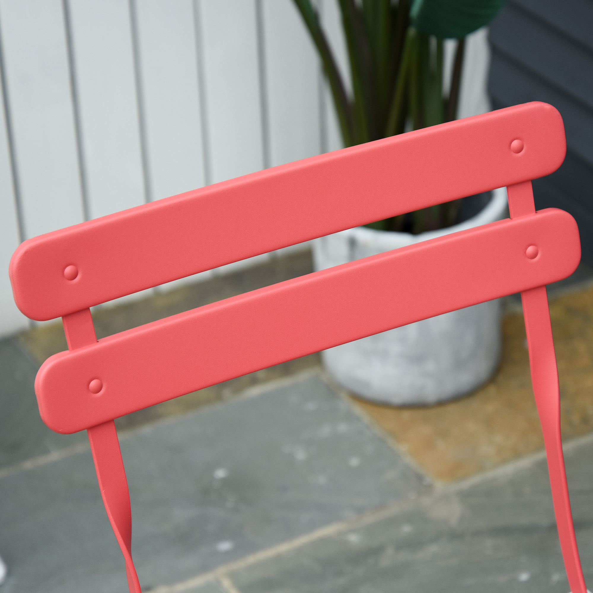 Conjunto de Muebles Plegables de Jardín Mesa y 2 Sillas de Metal Ø60x71