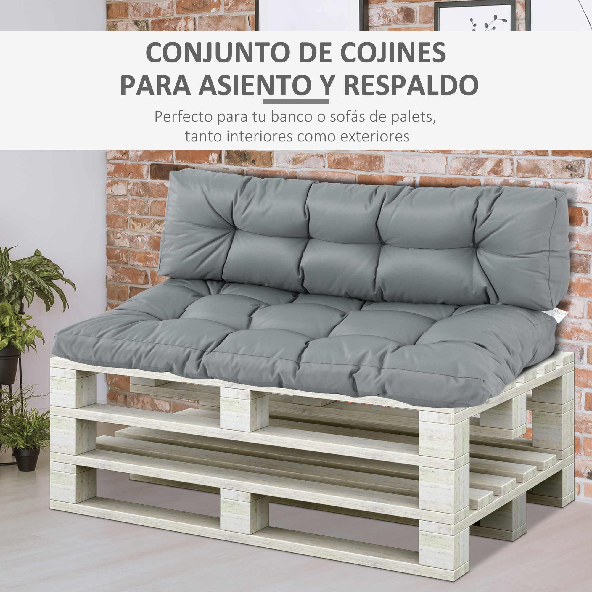 Cojín para Palé con Respaldo 120x80x12 cm para Banco Columpio Hamaca