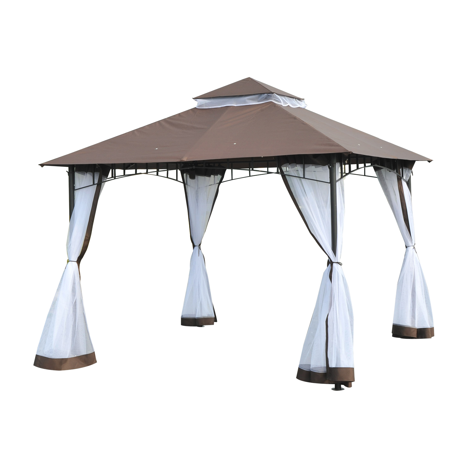Carpa Jardín o Terraza Color Café de 3x3m Cenador con Mosquitera