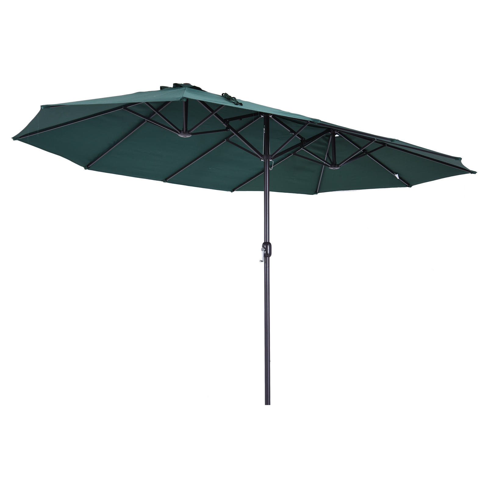 Sombrilla Doble Parasol Grande 4.6x2.7m con Manivela Manual Anti-UV