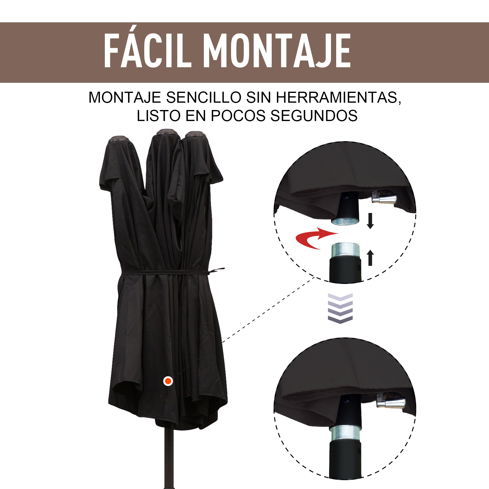 Sombrilla Doble Extragrande Parasol para Terraza Patio o Jardín Anti-UV