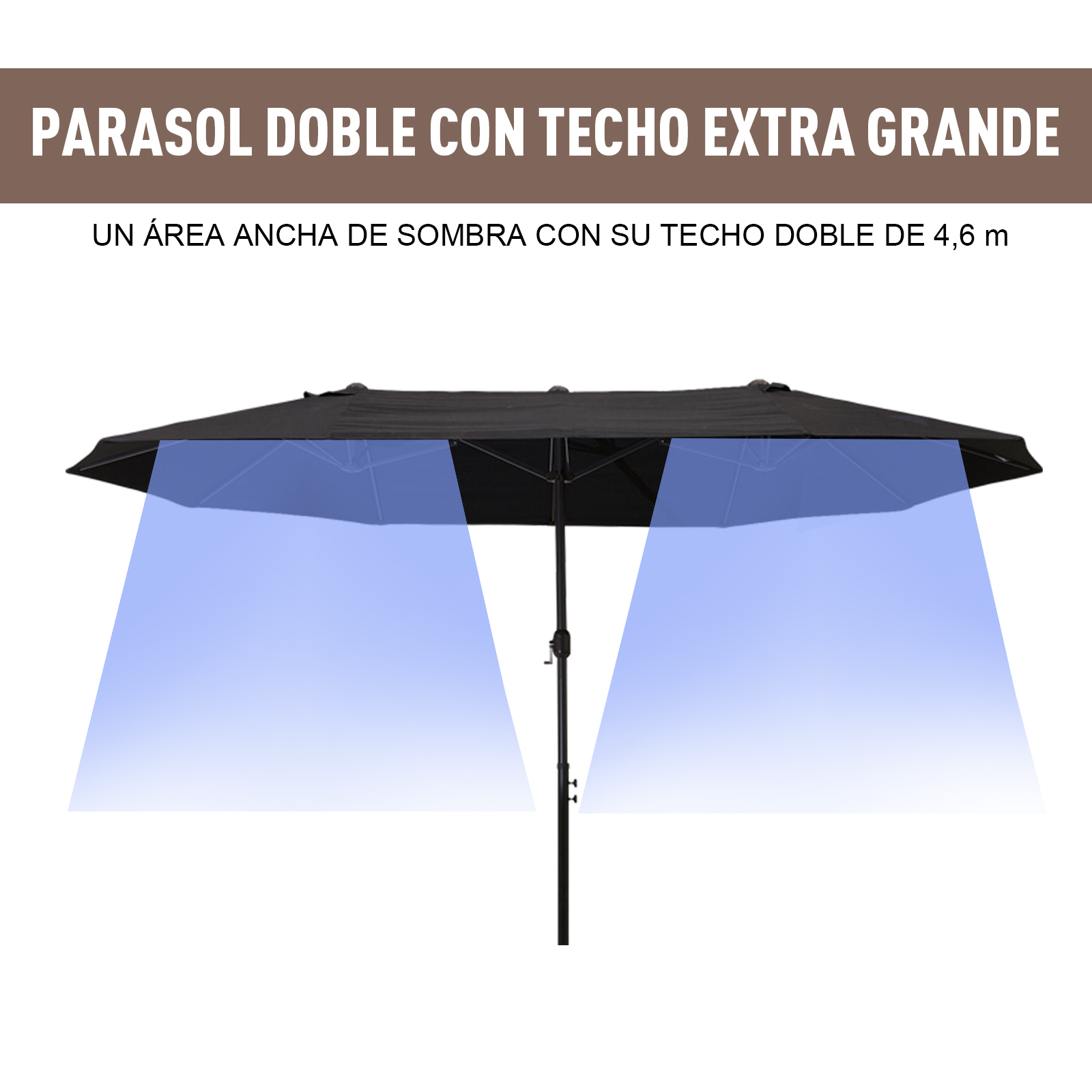 Sombrilla Doble Extragrande Parasol para Terraza Patio o Jardín Anti-UV