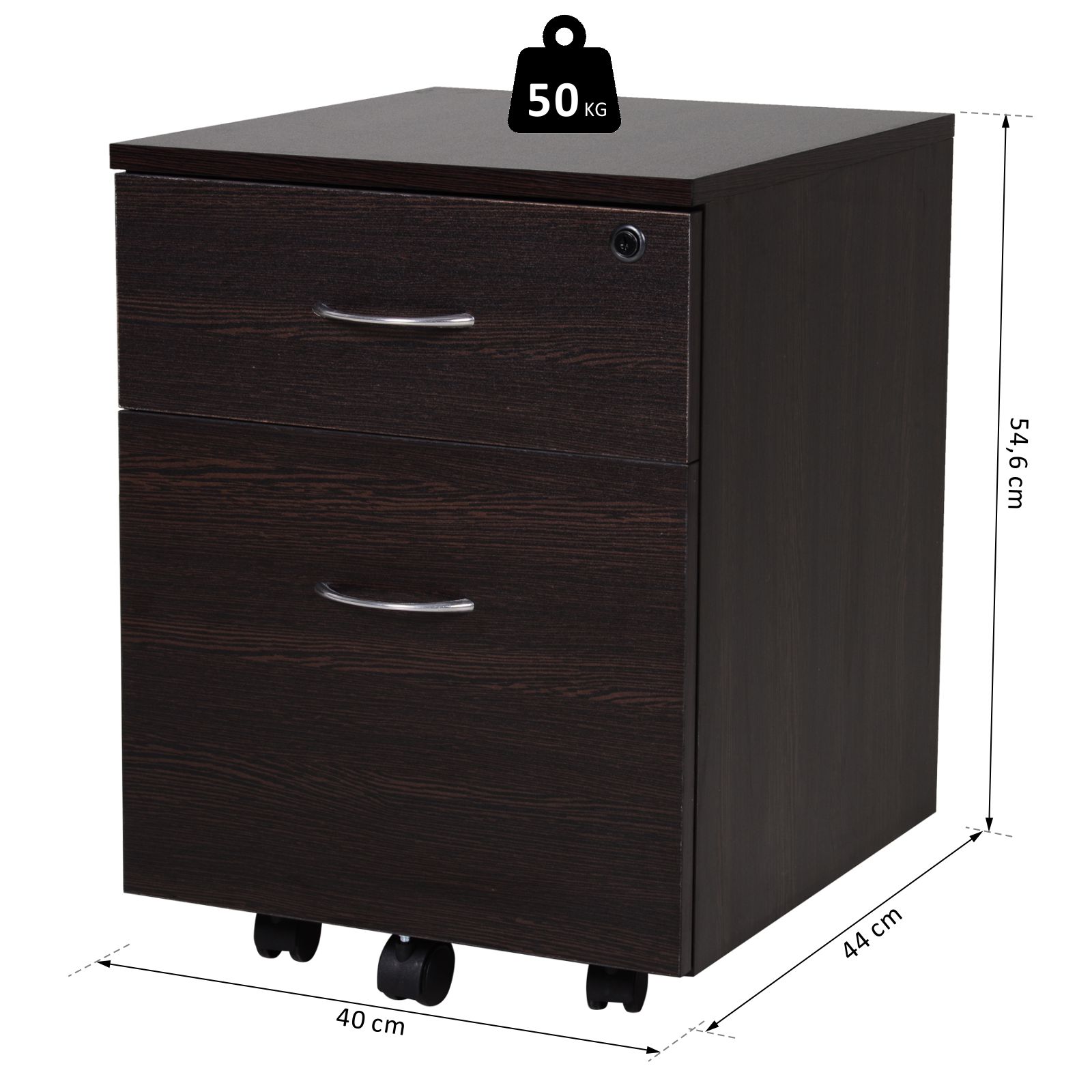 Cajonera Archivador con Ruedas y Llave Armario Archivador Móvil