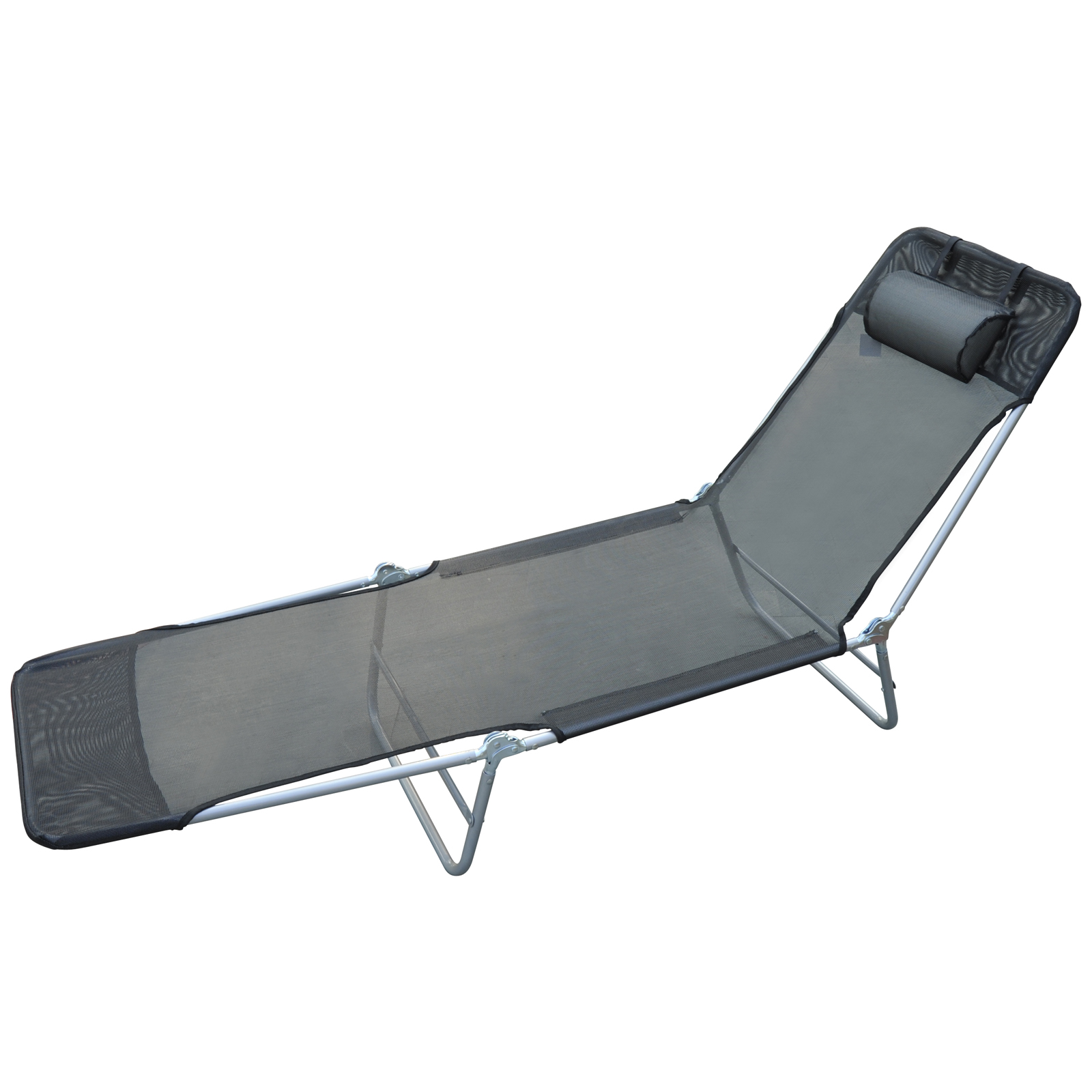 Tumbona Inclinable de Acero Plegable con Almohada Playa Piscina Varios Colores dci5244 - Tumbona Inclinable de Acero Plegable con Almohada Playa Piscina Varios Colores