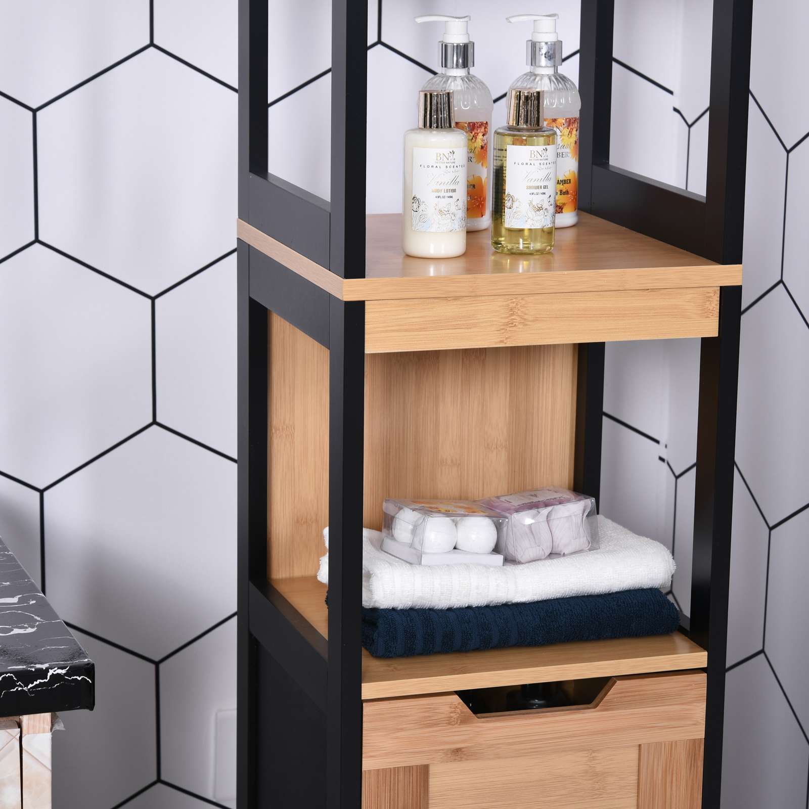 Armario Alto para Baño con Estantes y Cajones 30x30x144.3 cm | eBay